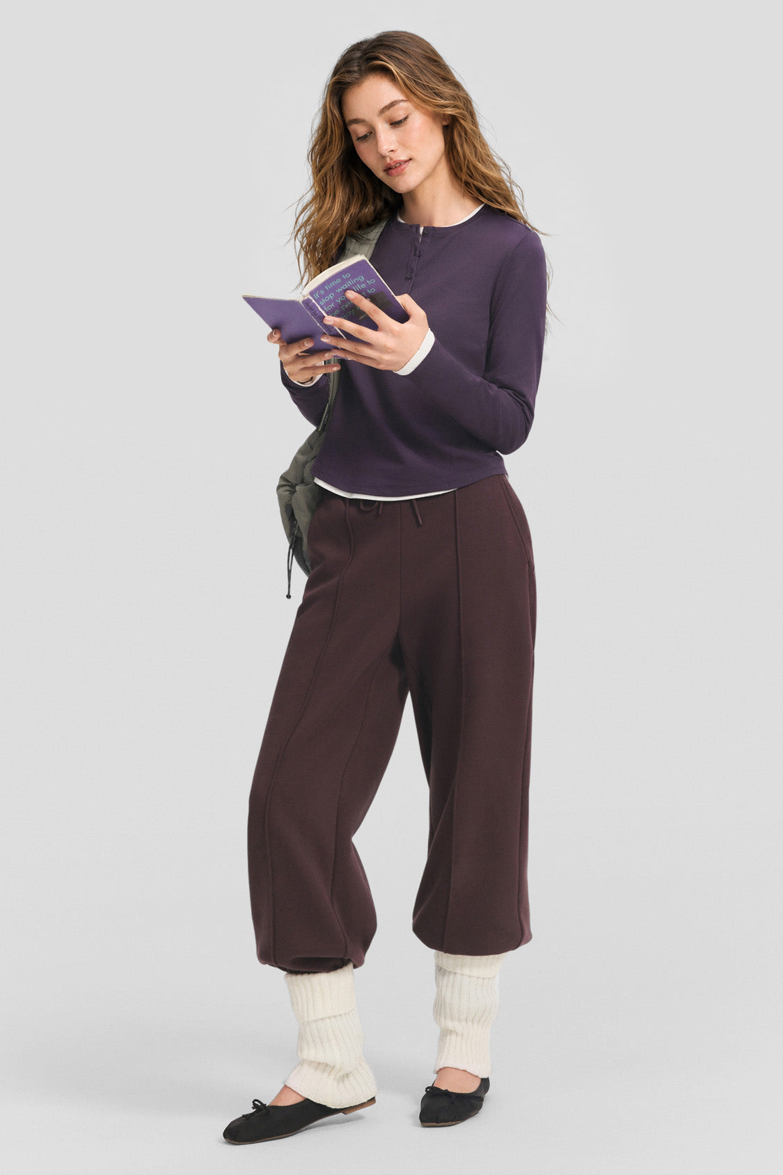 Women's Slim-Fit Long-Sleeve Henley T-Shirt CT022
