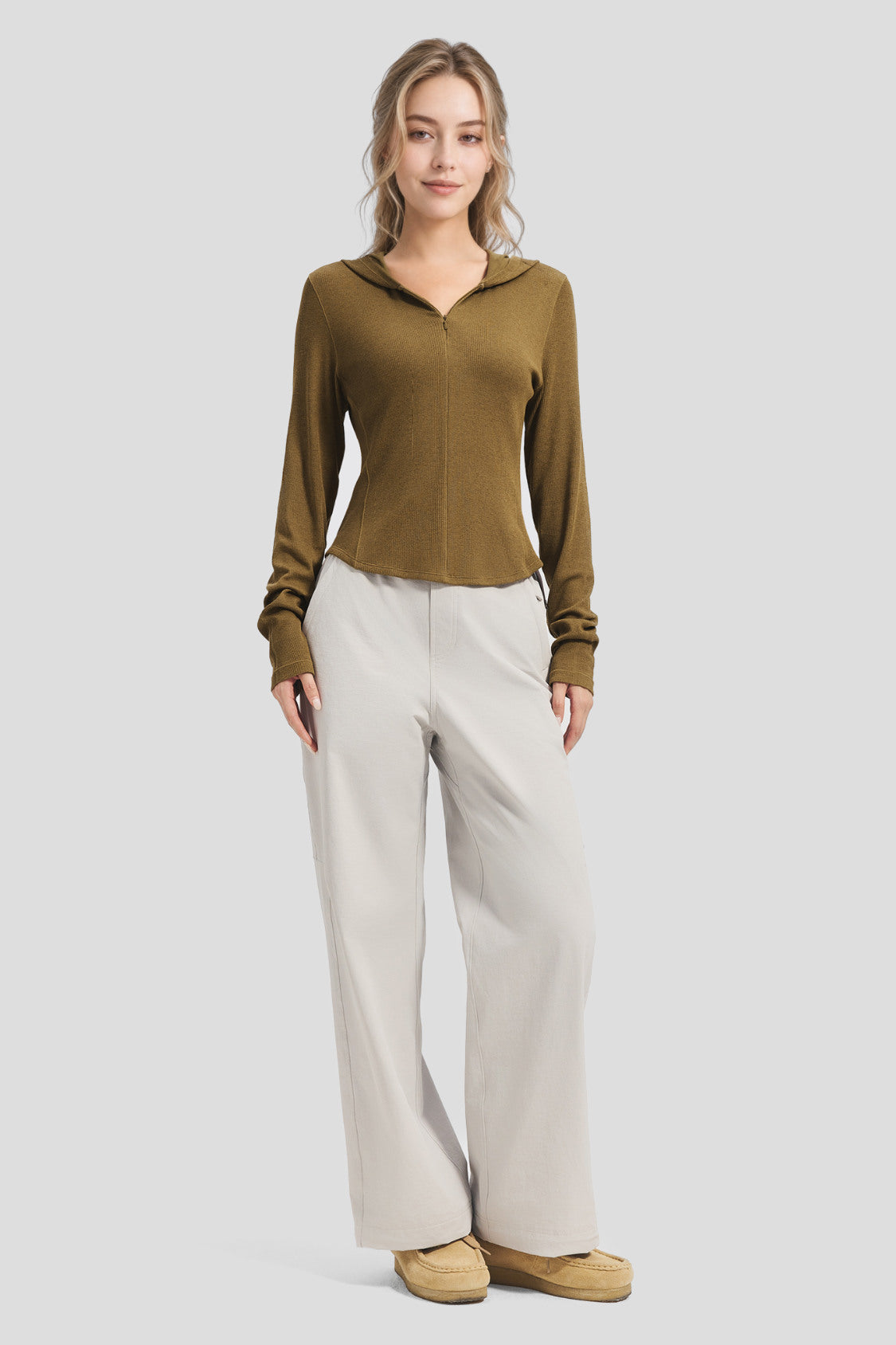 Women's High-Stretch Seamless Knit Hooded Base Layer Top EL025