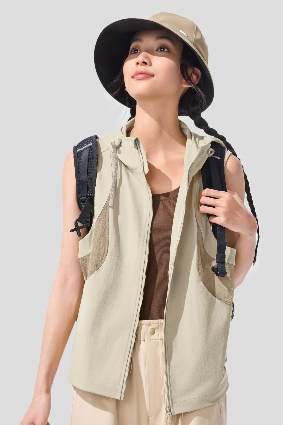 beneunder women's sun protection vest #color_beige