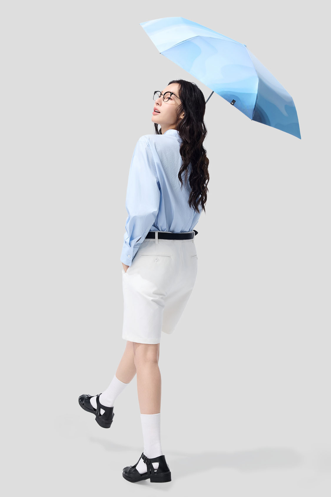 Dual - Paraguas plegable de 3 pliegues para sol y lluvia