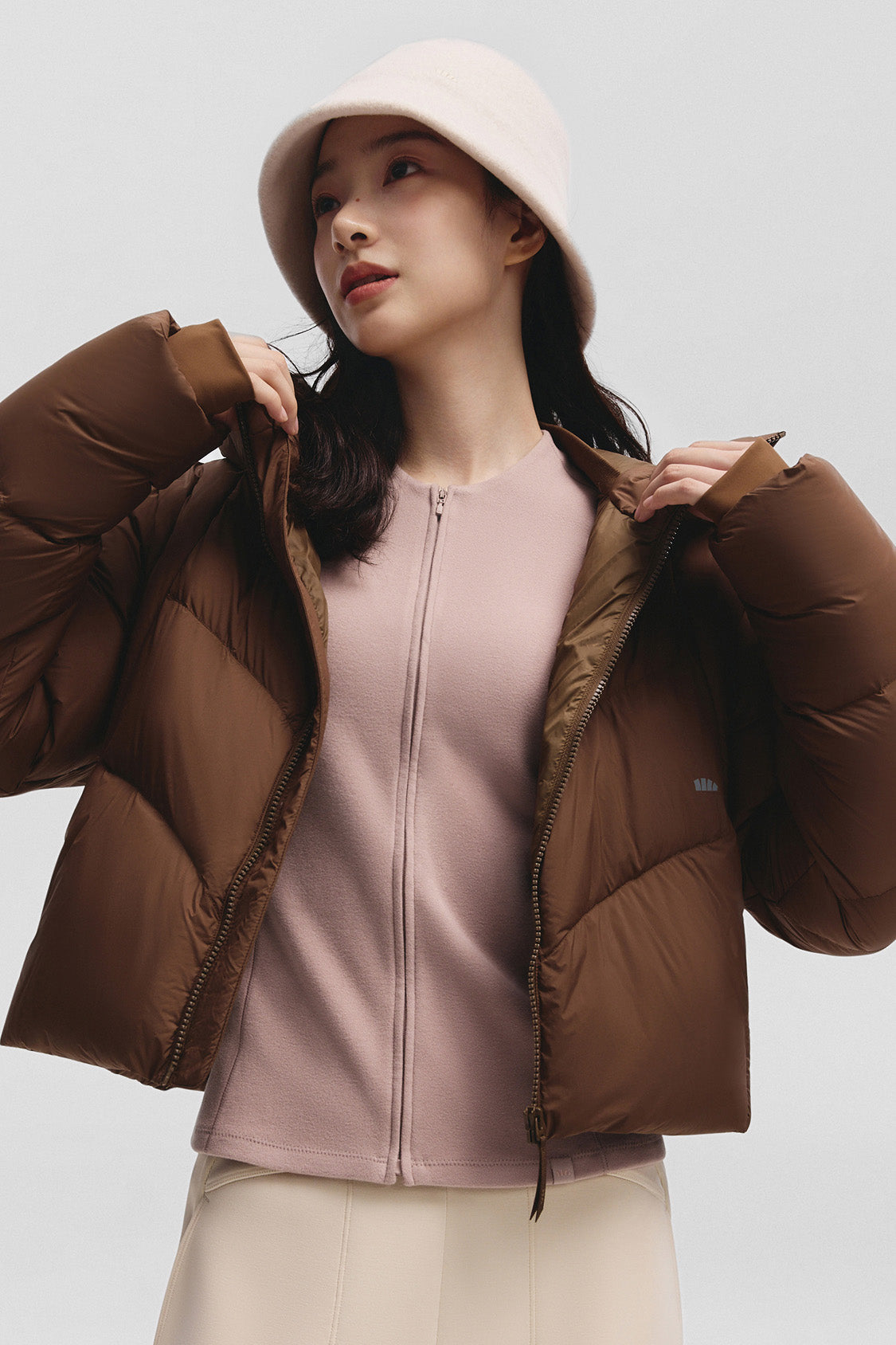 beneunder twintrail womens medium warmth double zip fleece base layer #color_light gray