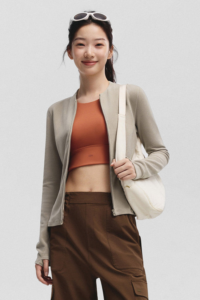 beneunder twintrail womens medium warmth double zip fleece base layer #color_taupe