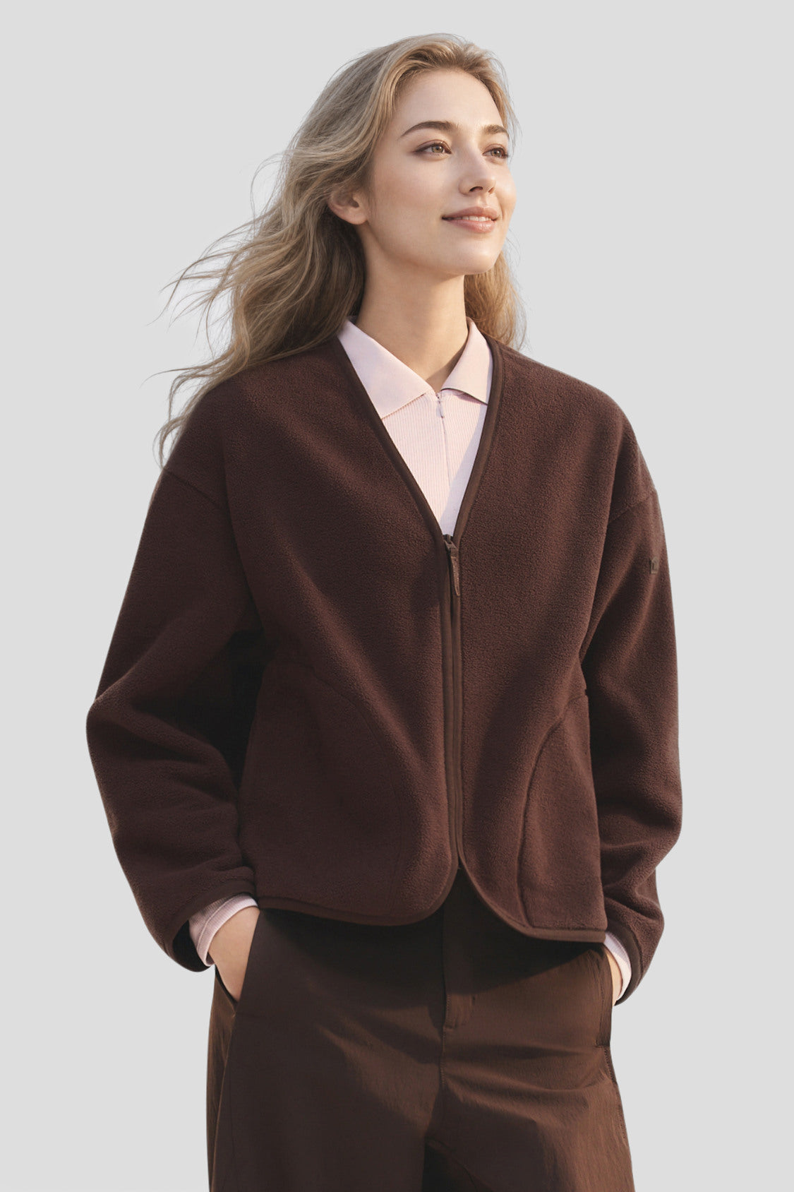Women's Lightweight Micro fleece Cardigan Jacket (Mid Warmth) PM029
