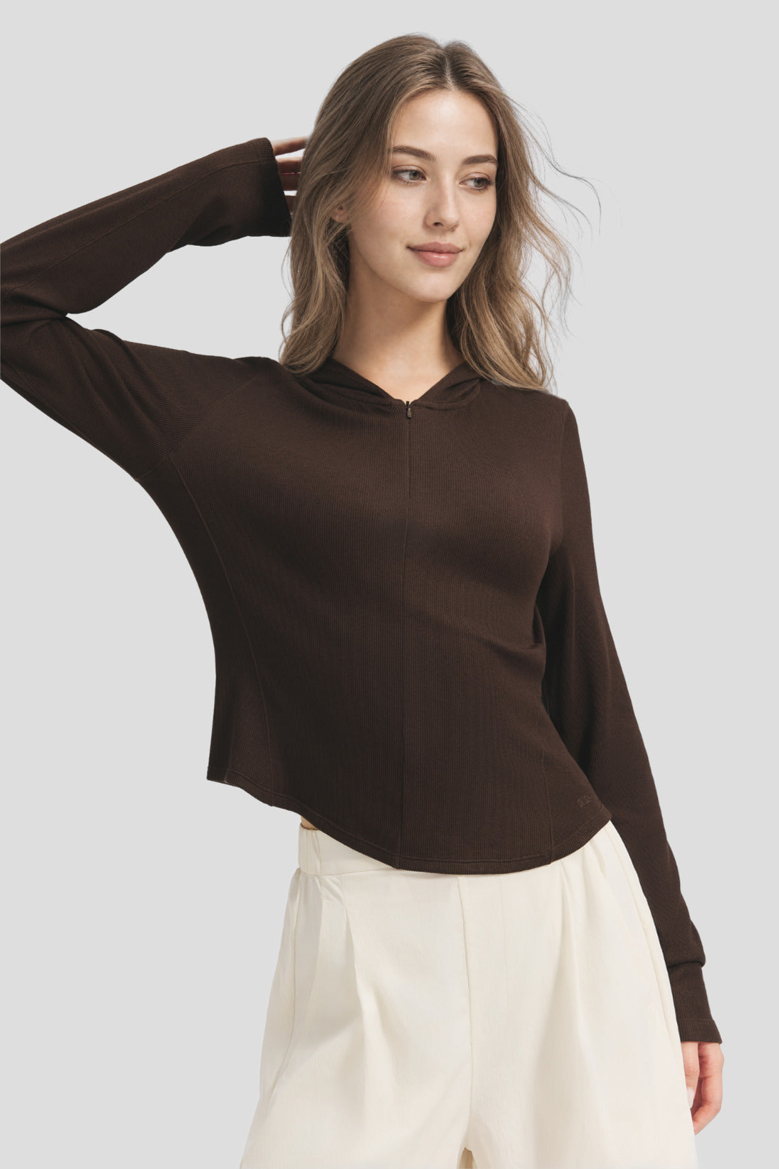Women's High-Stretch Seamless Knit Hooded Base Layer Top EL025
