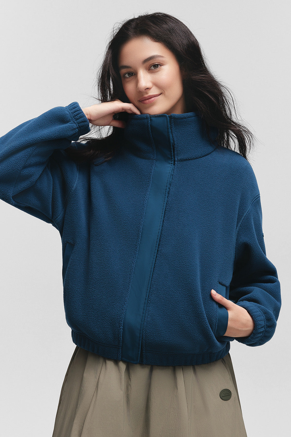 beneunder cozydrift womens light warmth relaxed fit fleece jacket#color_blue