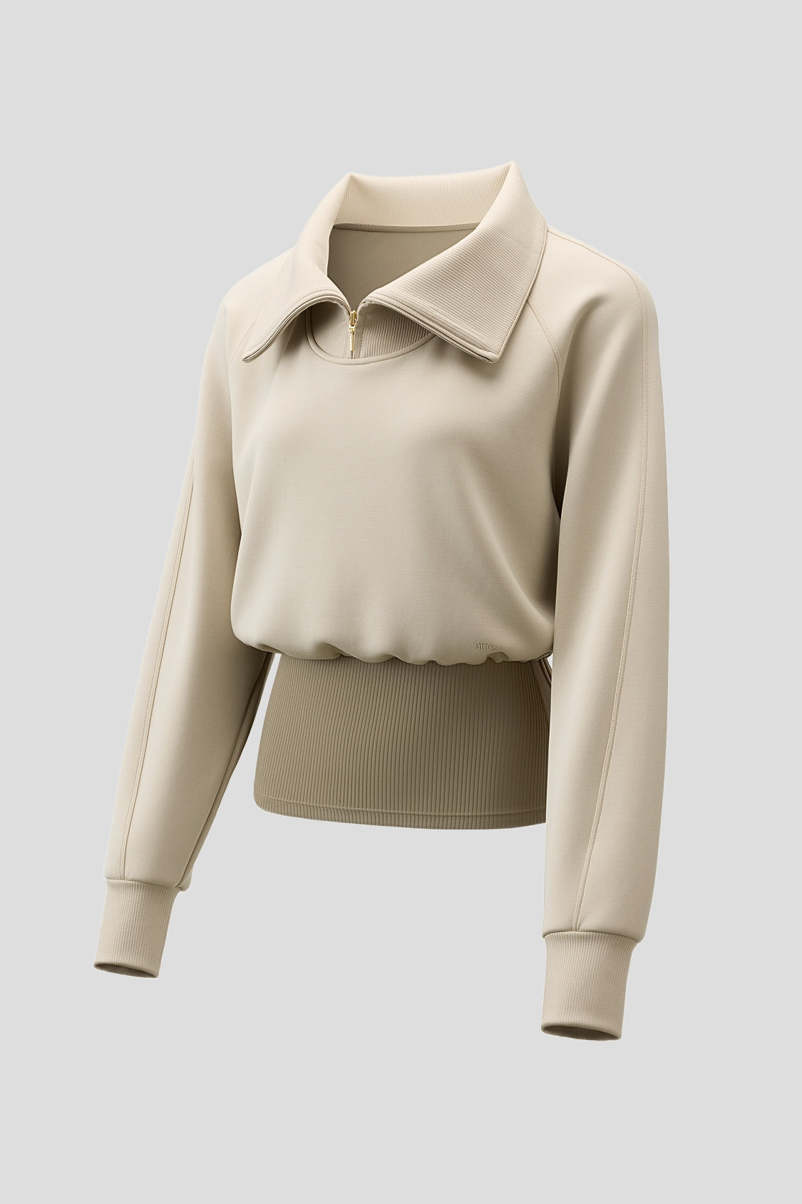 Sudadera entallada de doble capa con media cremallera para mujer HE022