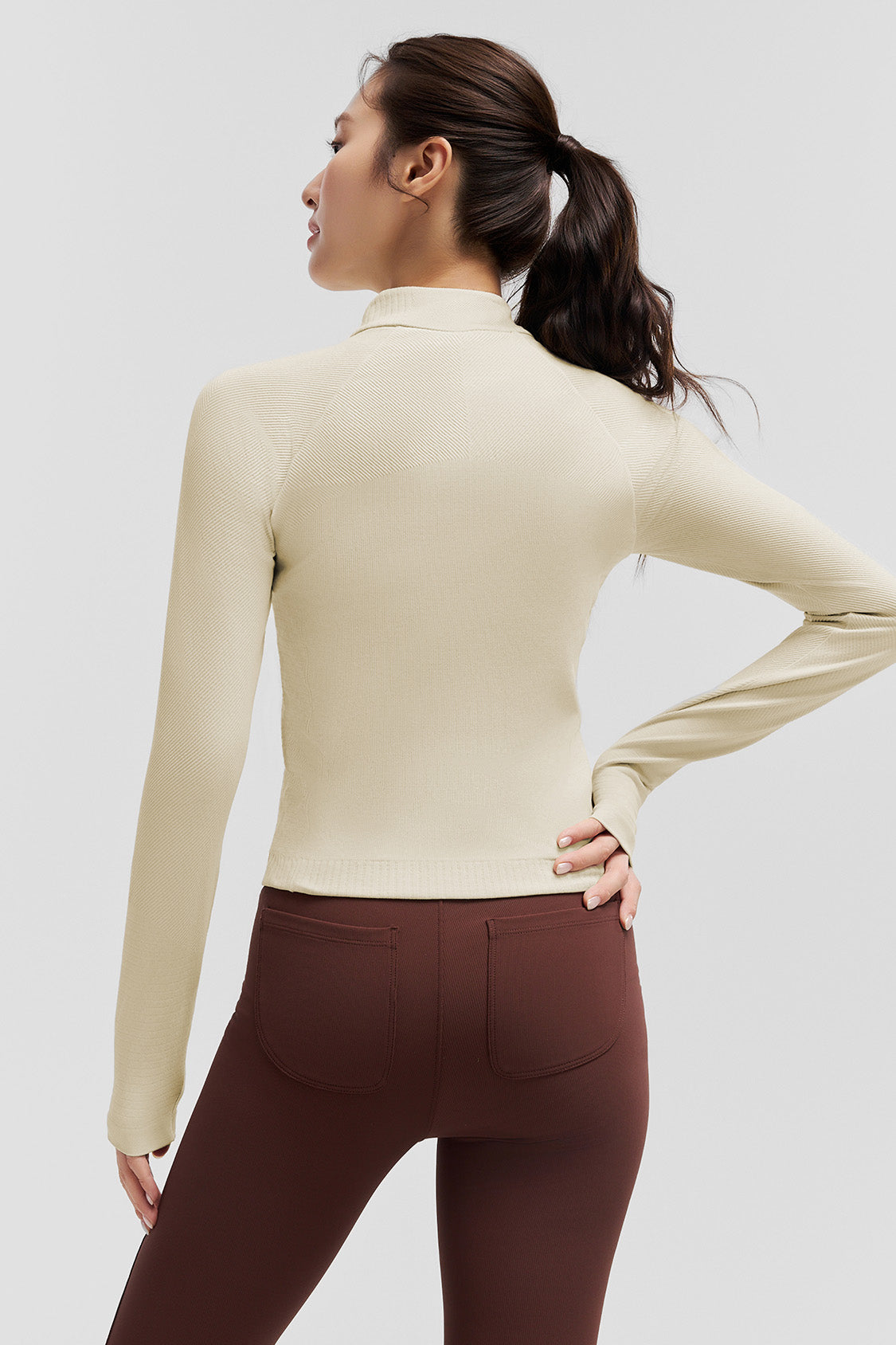 beneunder fullzipdry womens full zip quick dry shaping top #color_beige