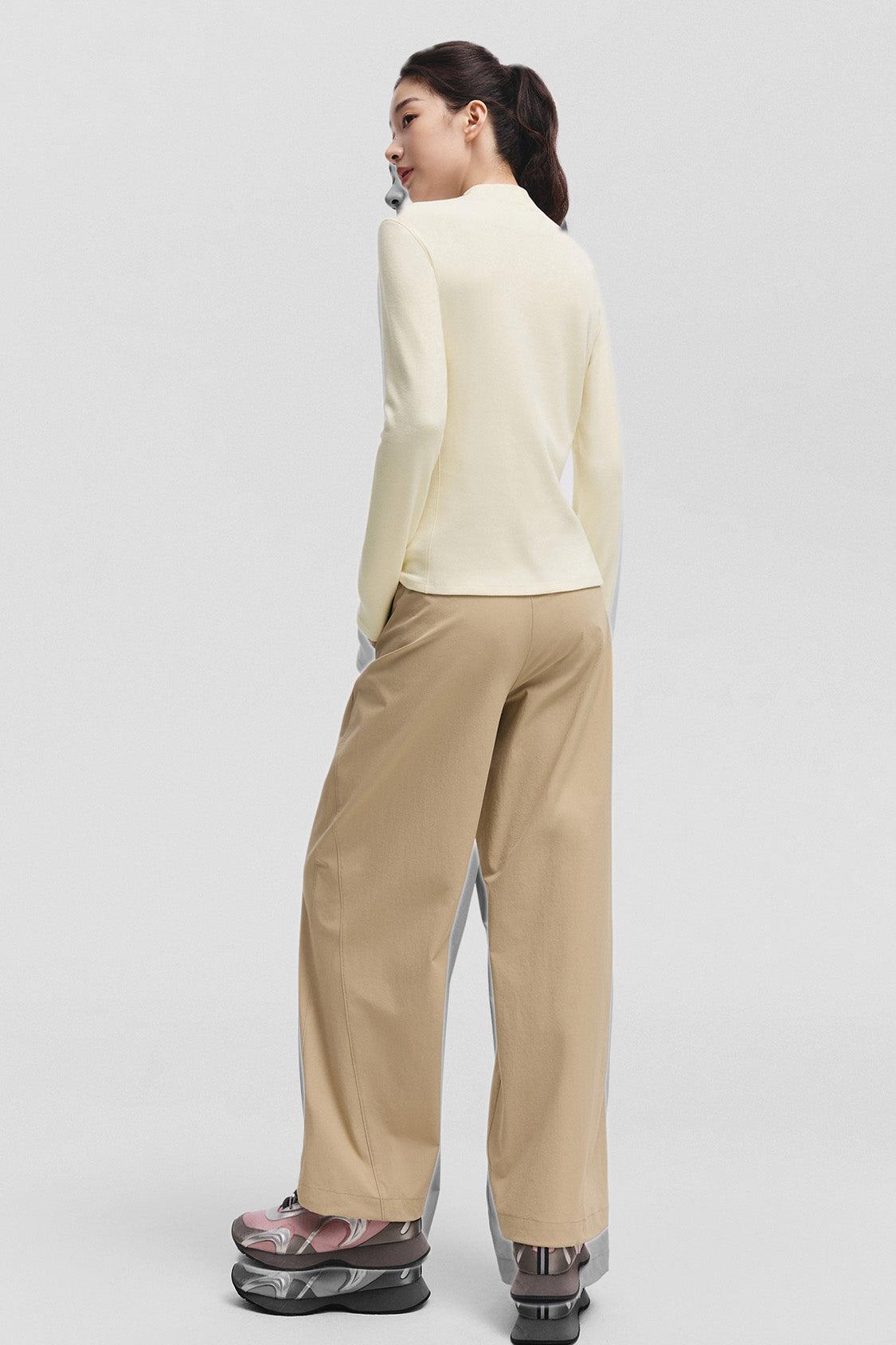 beneunder frostease womens medium warmth half turtleneck fleece base layer #color_beige