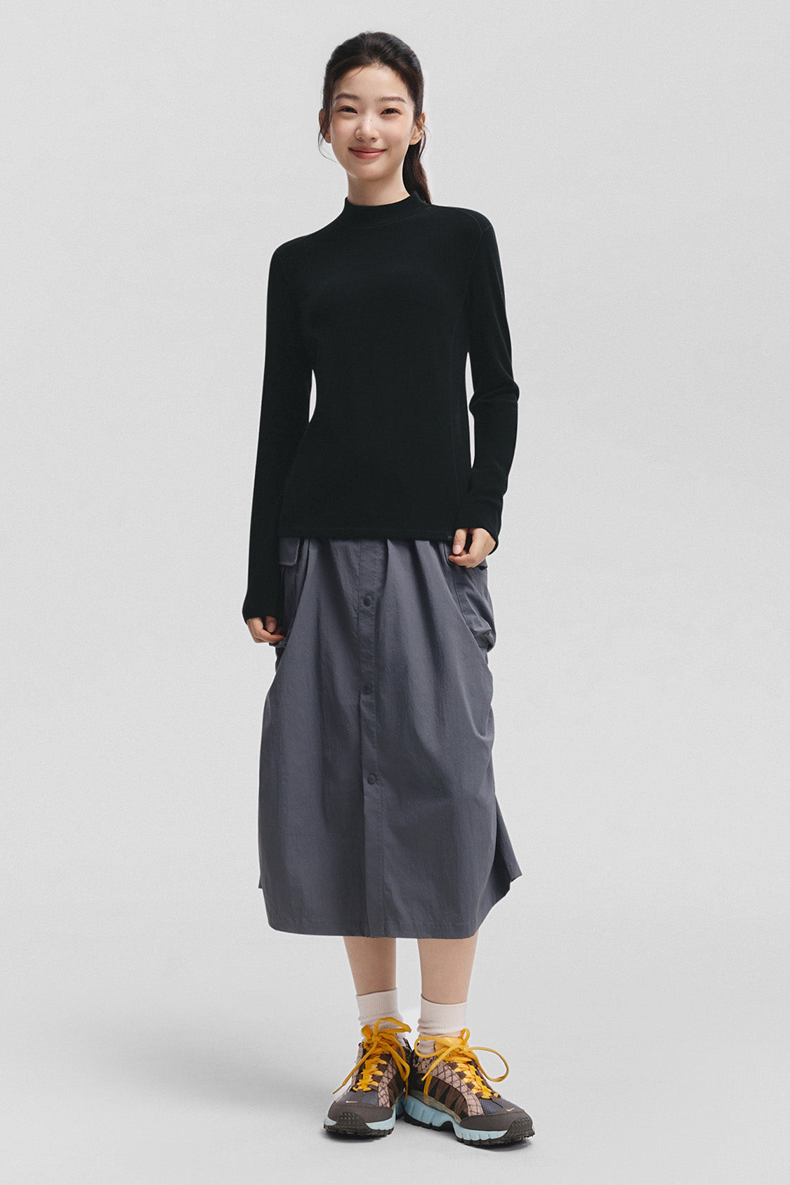 beneunder frostease womens medium warmth half turtleneck fleece base layer #color_black