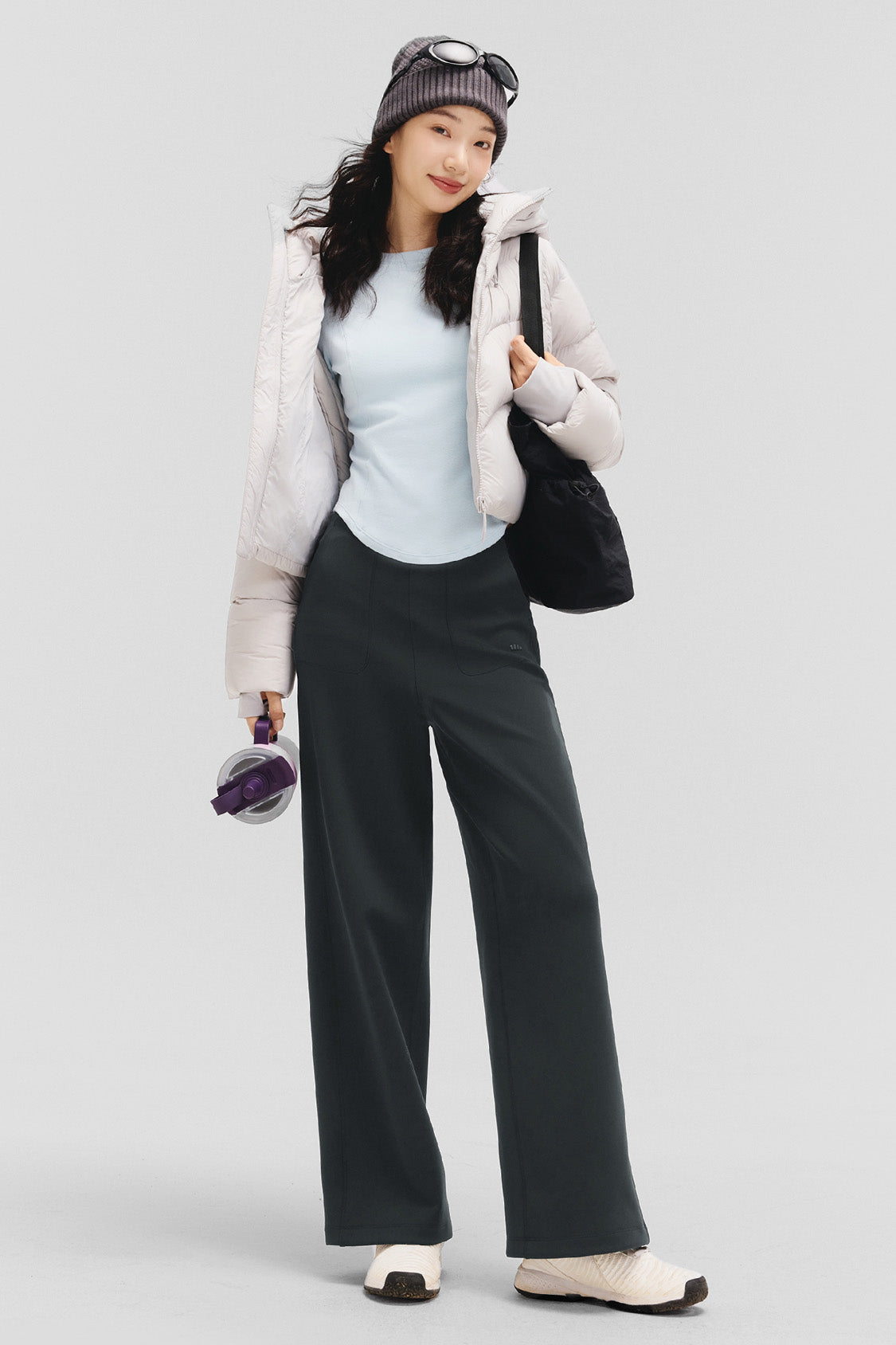 beneunder flowwarm – women’s high-stretch wide-leg thermal pants #color_black