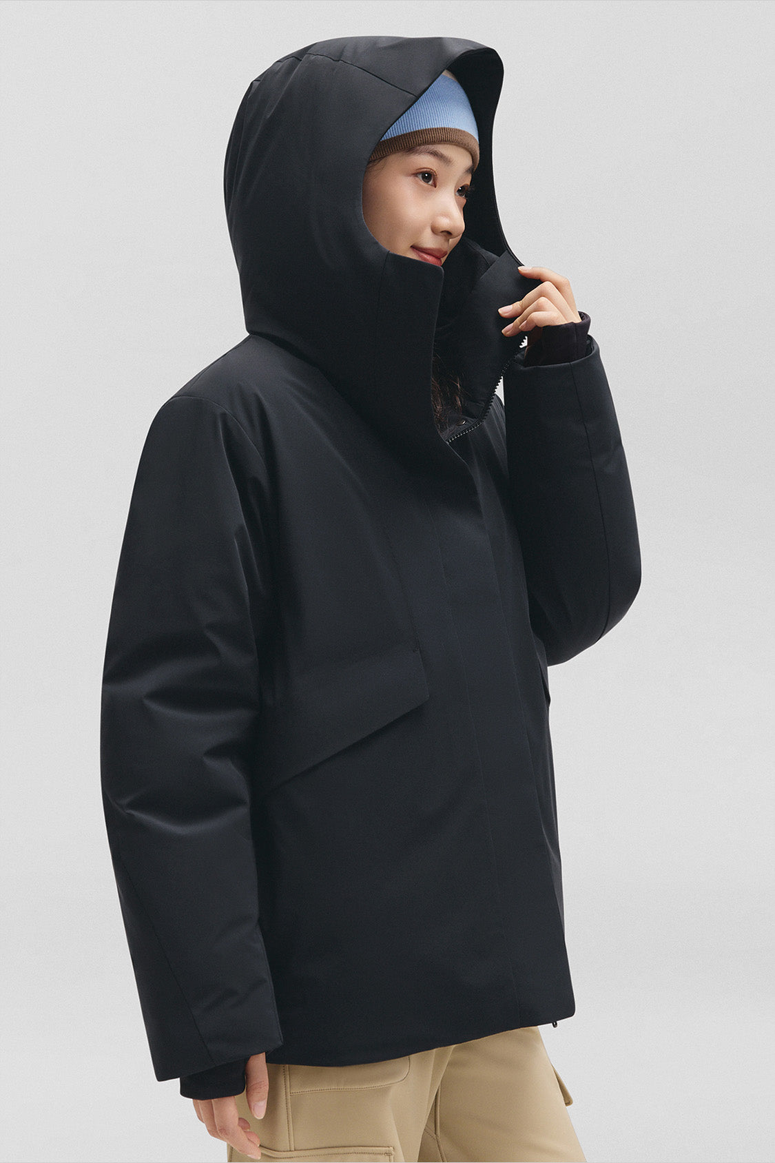 beneunder frostshield – women’s full-protection boxy down jacket (extra warm, long sleeve) #color_black