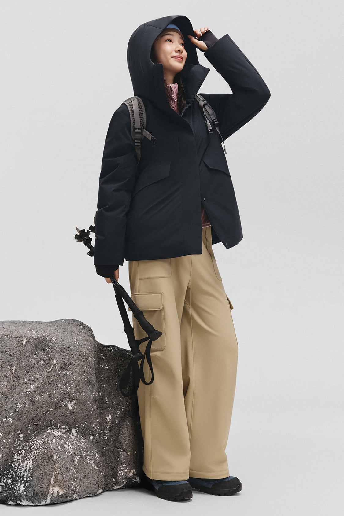 beneunder frostshield – women’s full-protection boxy down jacket (extra warm, long sleeve) #color_black