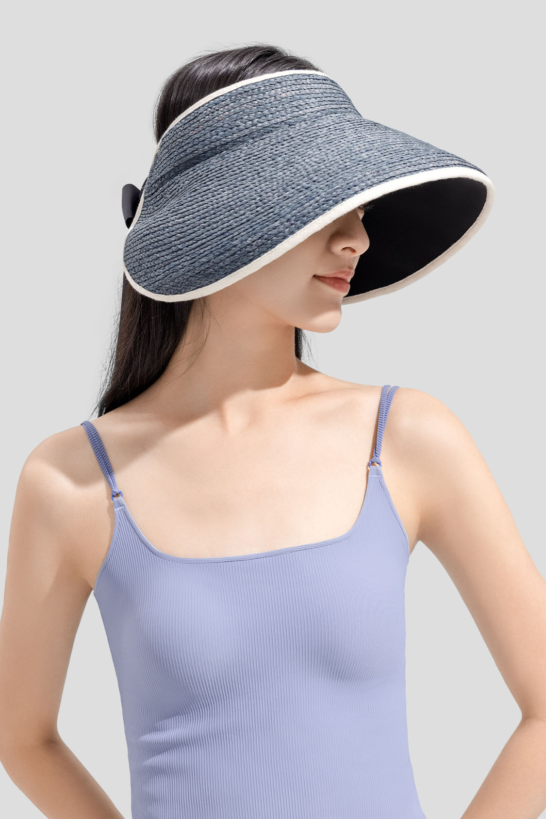 beneunder women's sunshield straw hat #color_blue purple raffia