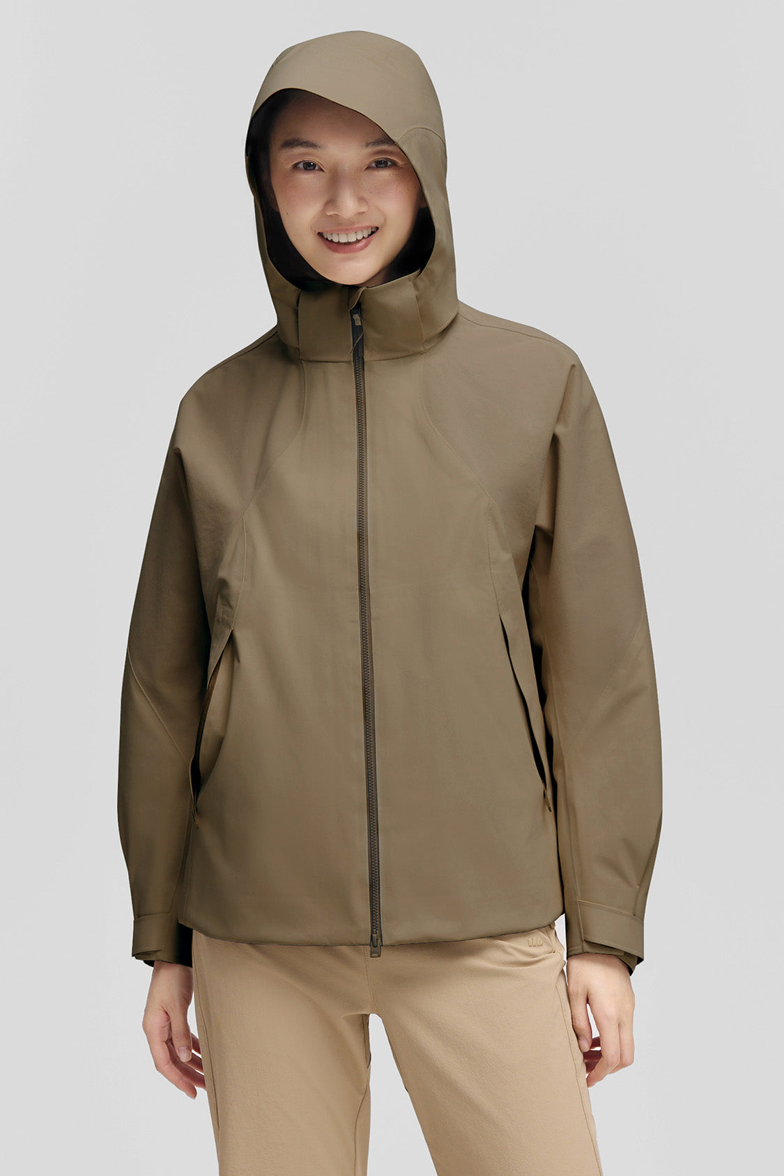 beneunder peakflex – women’s stretch insulated shell jacket (removable hood, warm liner) #color_brown
