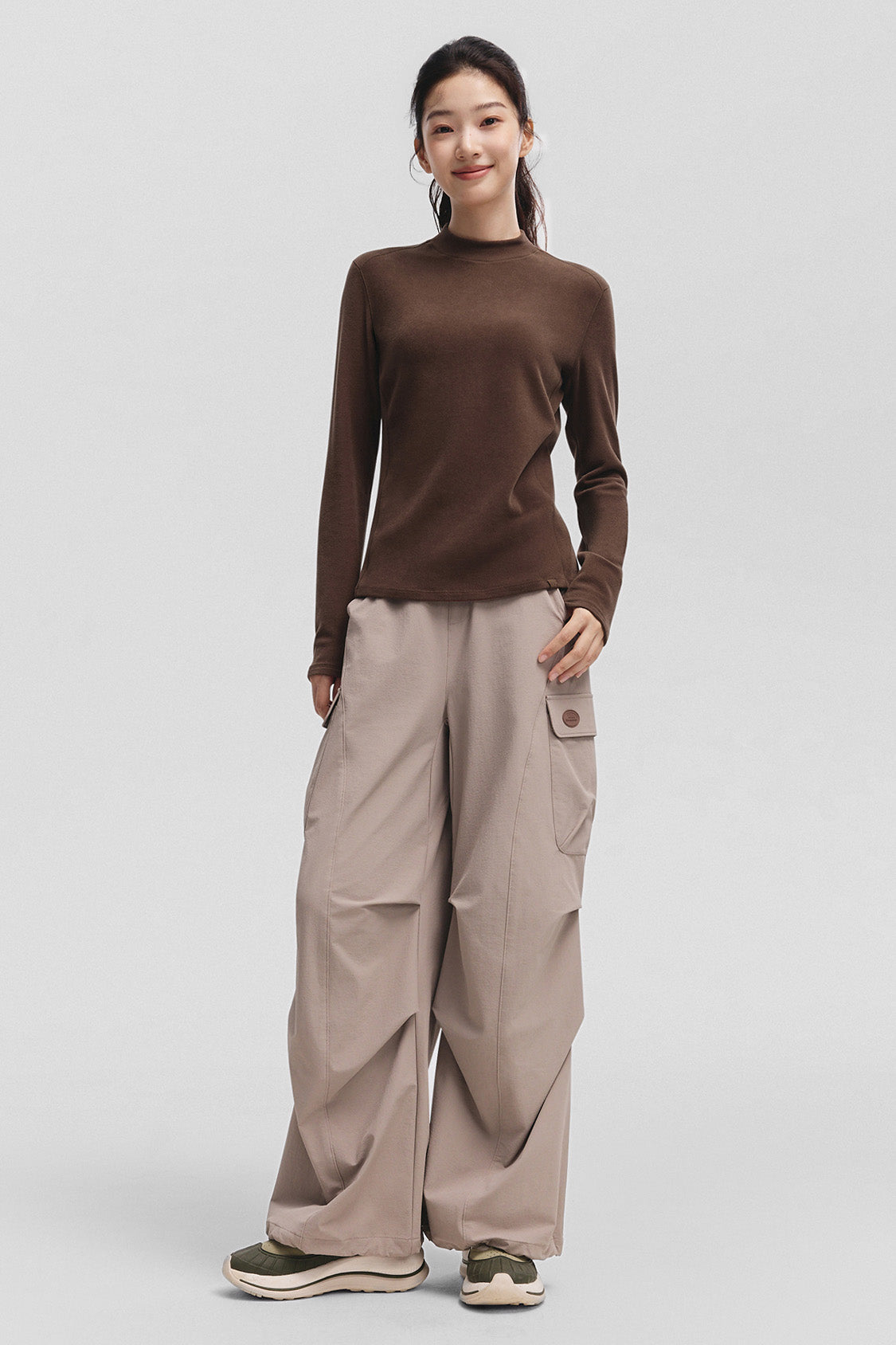 beneunder frostease womens medium warmth half turtleneck fleece base layer #color_brown