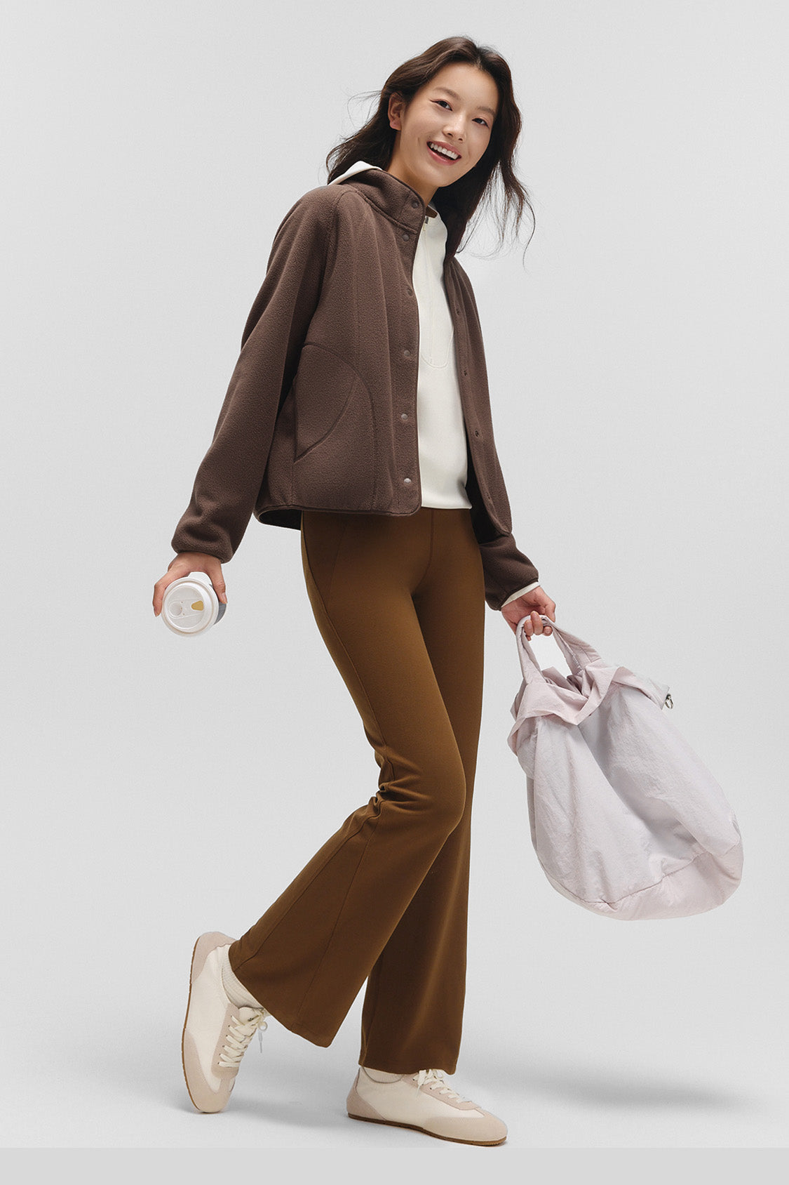 beneunder corefit womens light warmth regular fit fleece jacket#color_brown