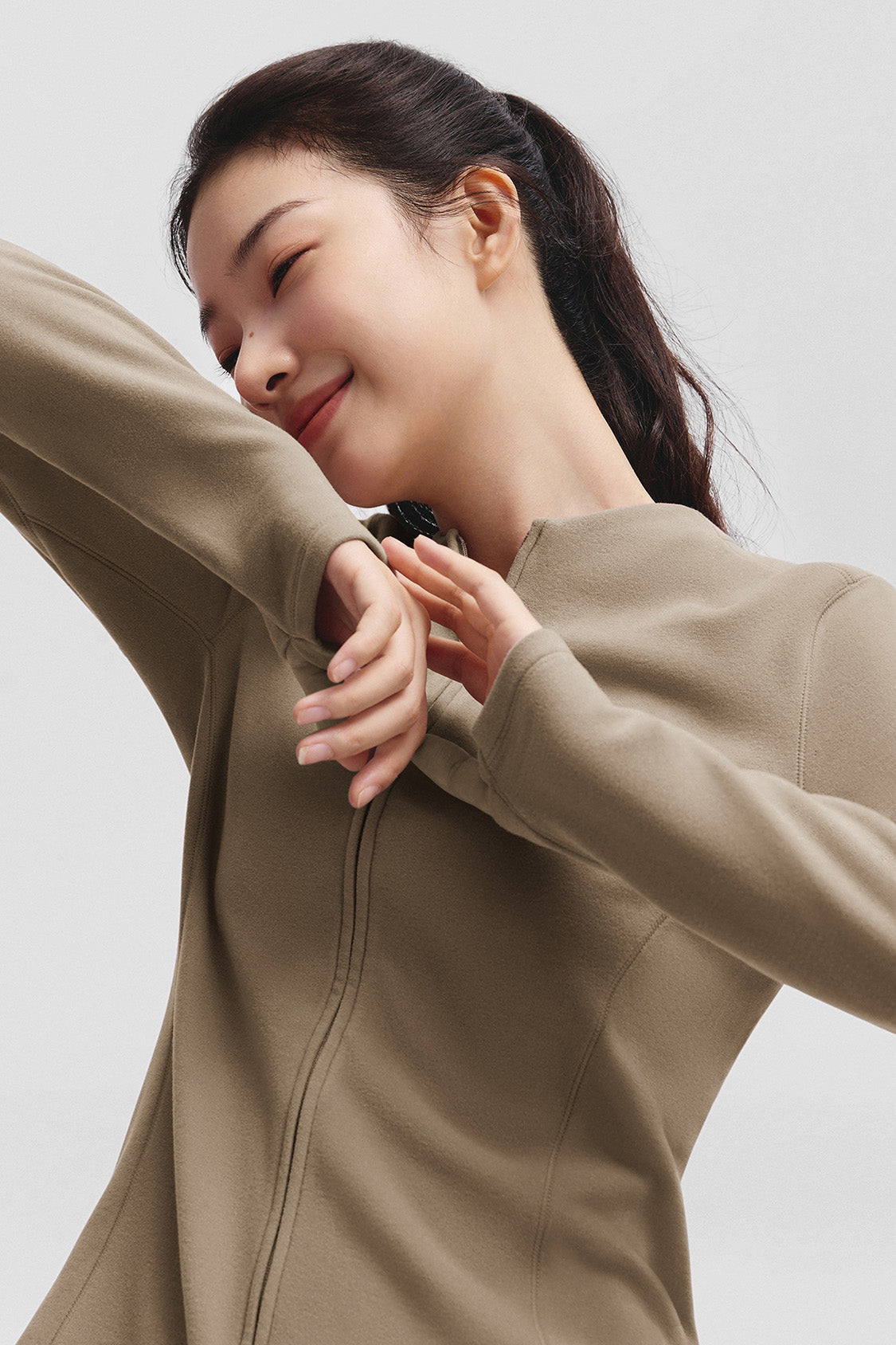 beneunder twintrail womens medium warmth double zip fleece base layer #color_brown