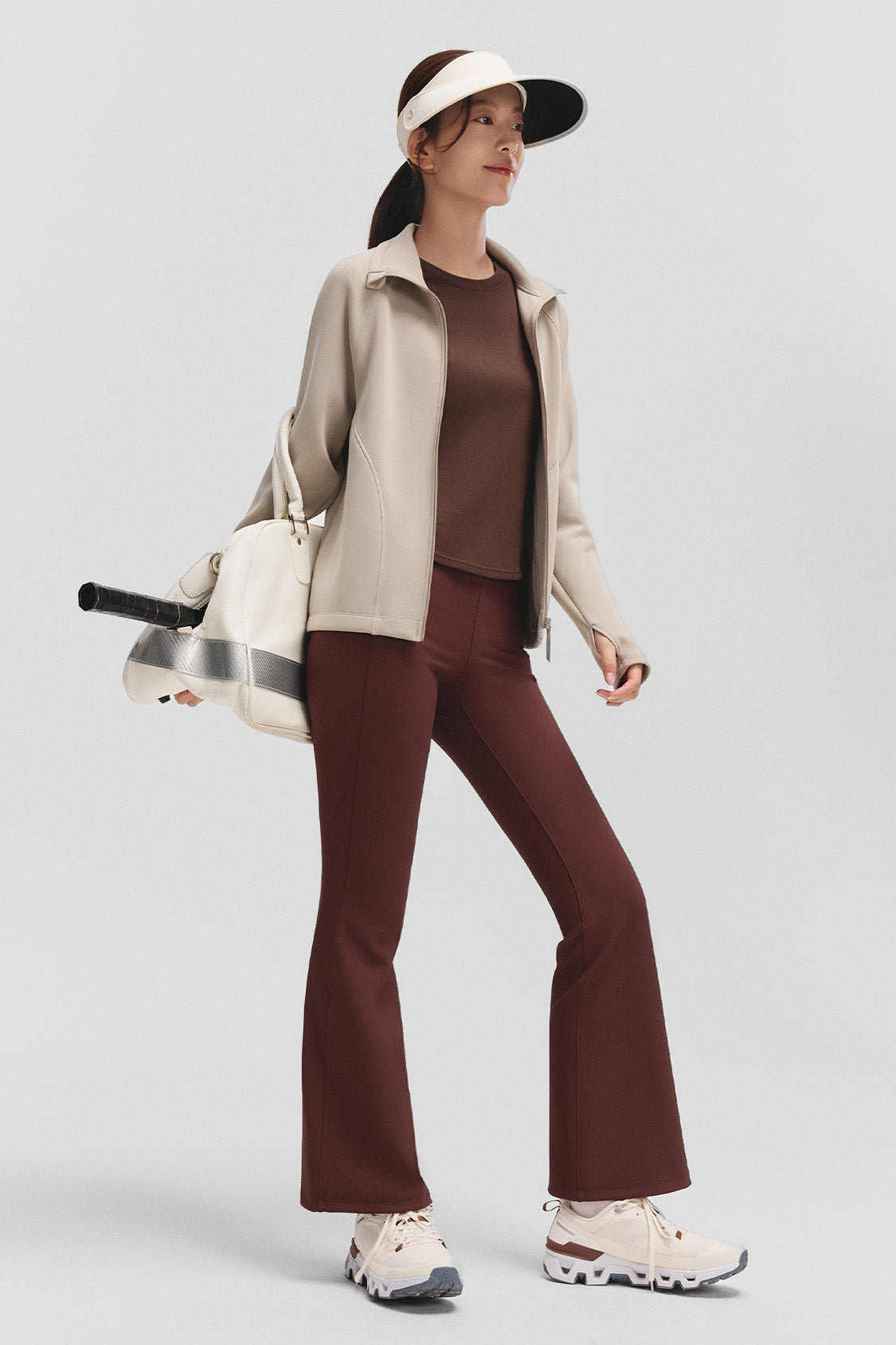 beneunder cozyflex womens stretch cotton long sleeve top#color_brown