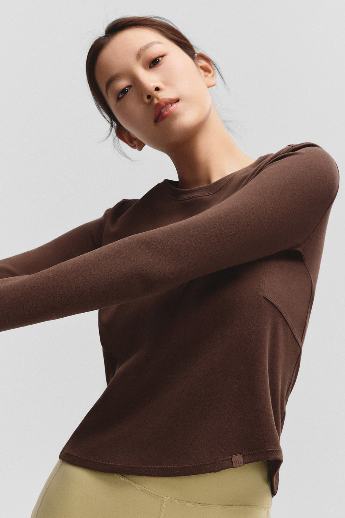 beneunder cozyflex womens stretch cotton long sleeve top#color_brown