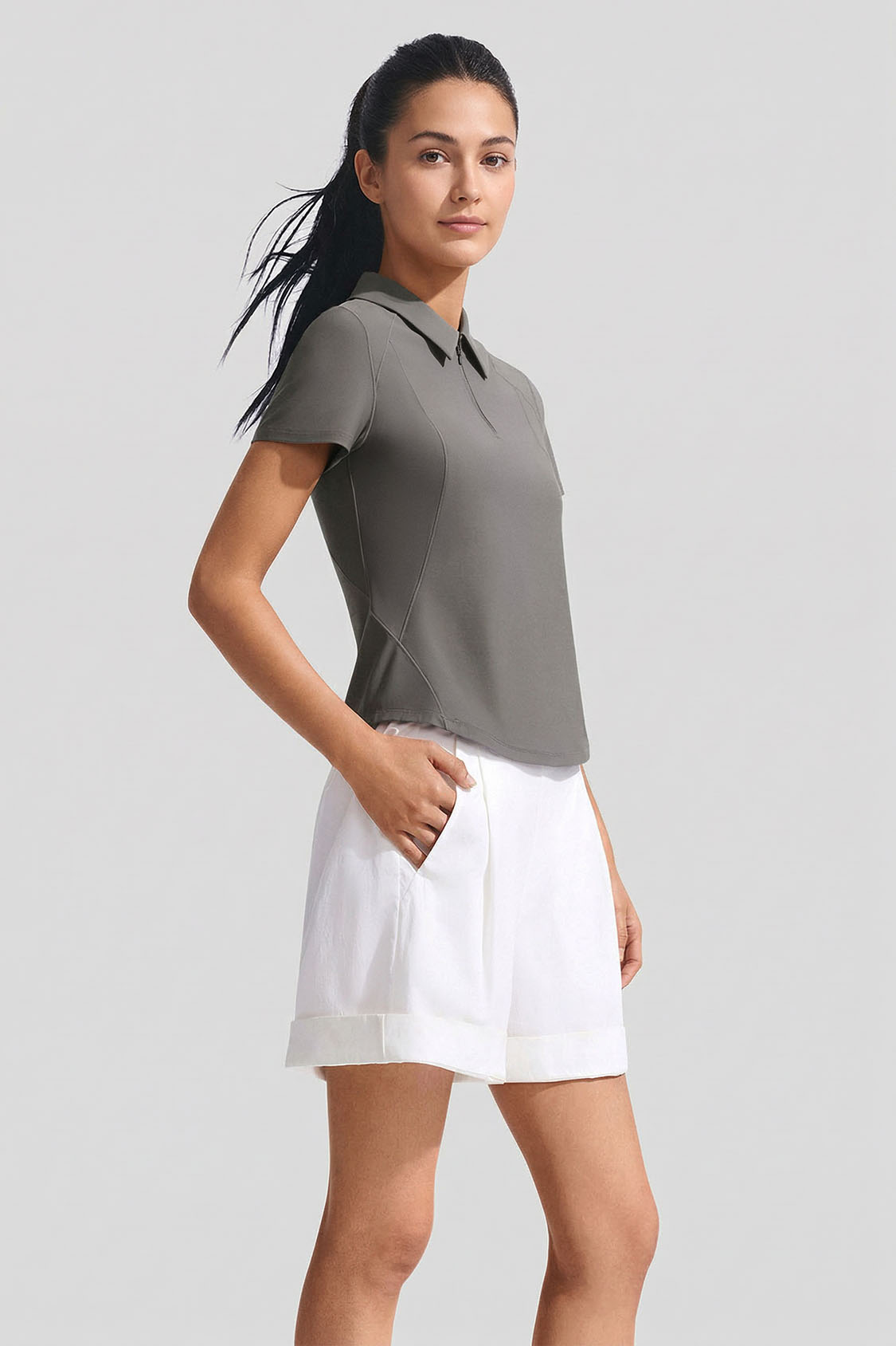 Damen Halb-Reißverschluss Performance-Poloshirt CC003