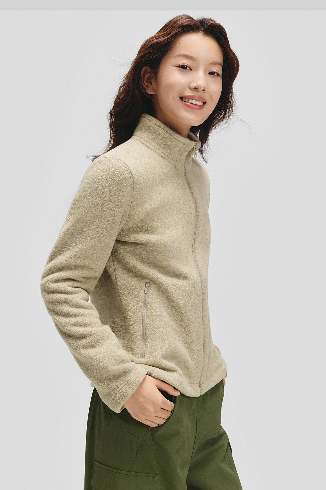 beneunder slimtherm womens light warmth slim fit fleece jacket#color_coffee