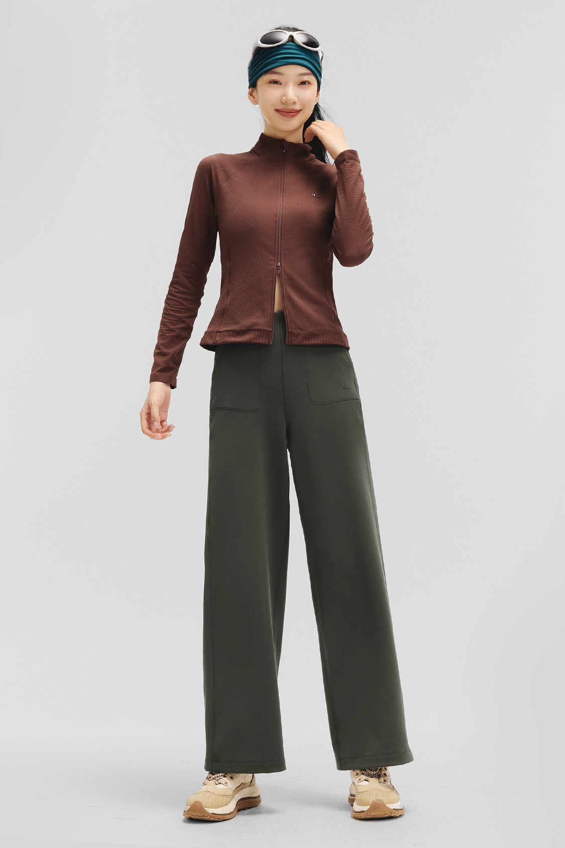 beneunder flowwarm – women’s high-stretch wide-leg thermal pants #color_deep gray