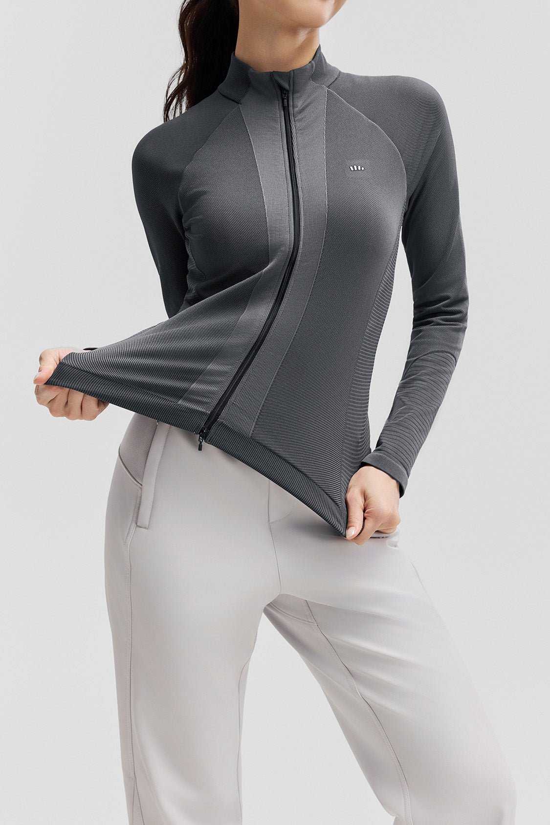 beneunder fullzipdry womens full zip quick dry shaping top #color_deep gray