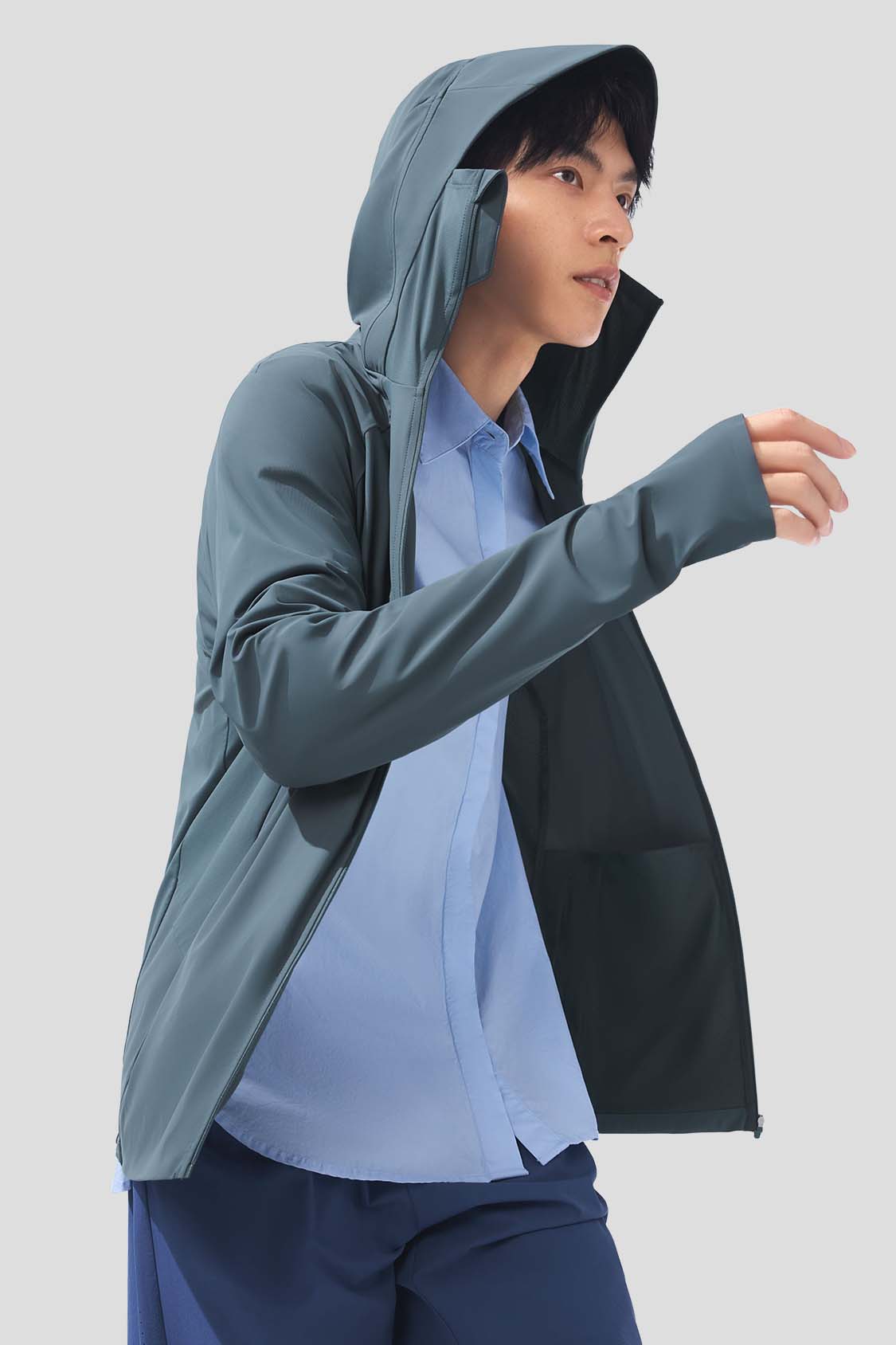 beneunder men's sun protection jacket #color_deep gray