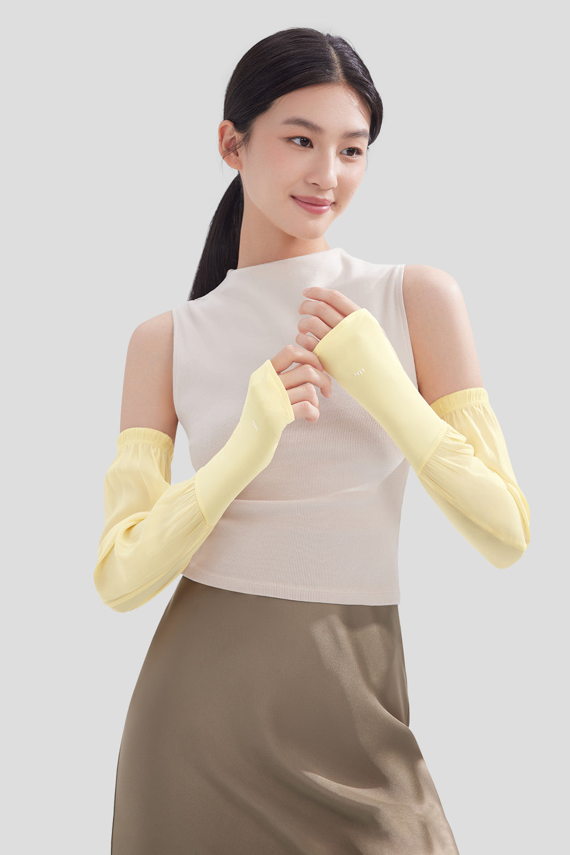 beneunder women's sun protection arm sleeves #color_gardenia yellow