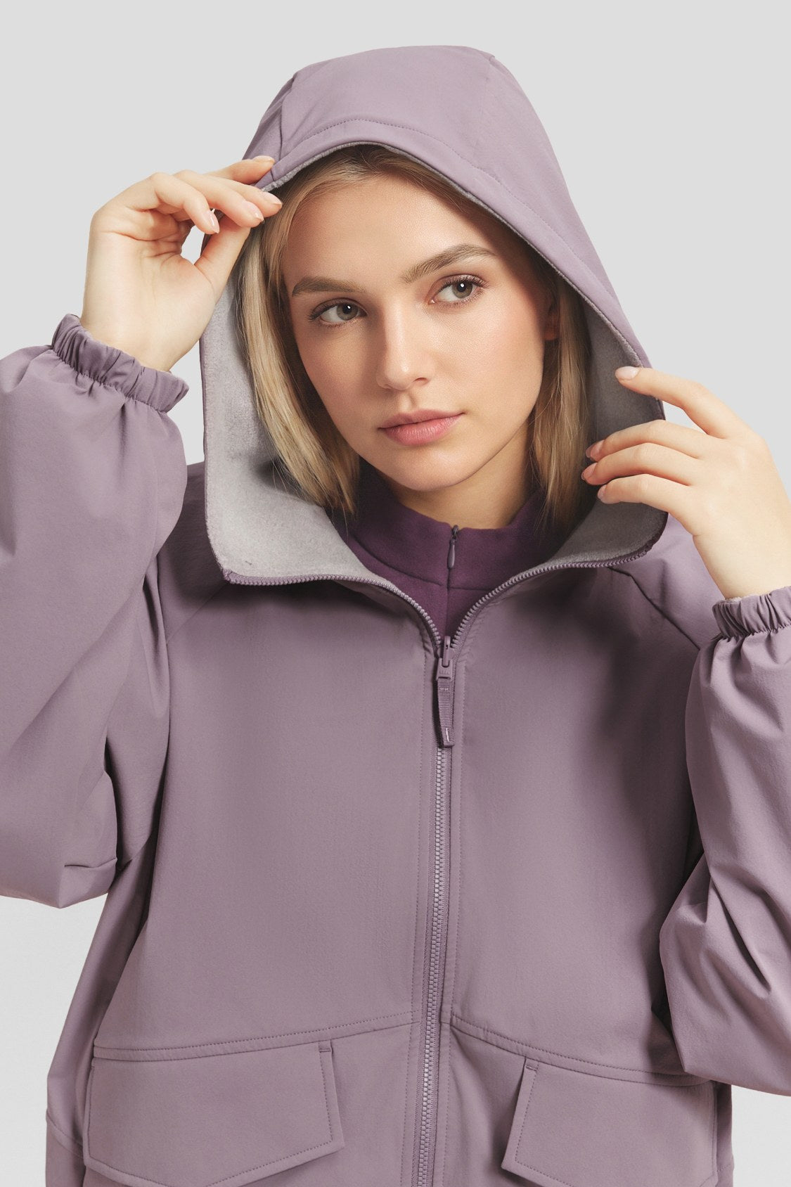 Veste réversible à capuche pour femme en polaire micro (chaleur moyenne) PM030