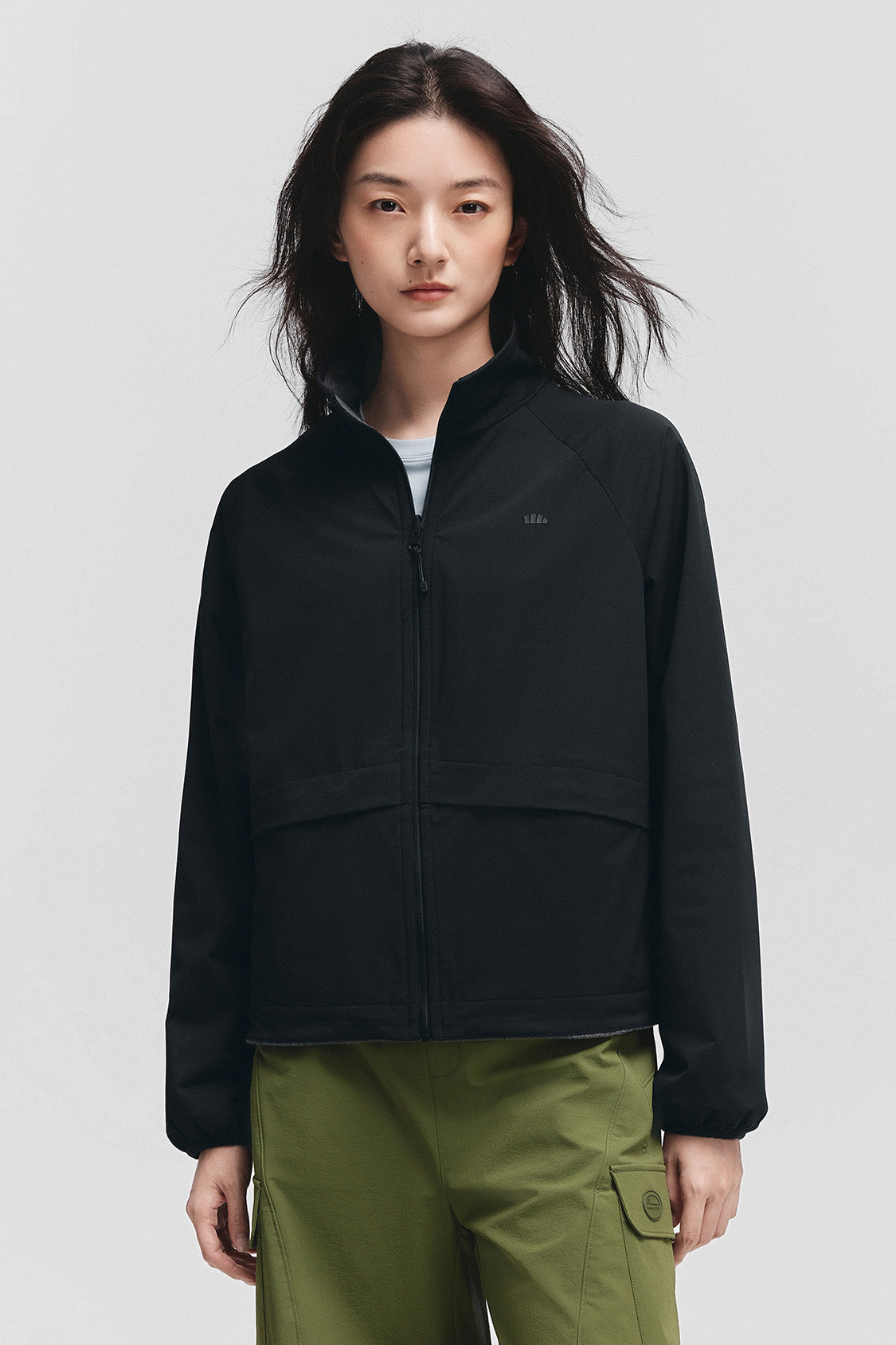 beneunder flipbreeze womens light warmth reversible fleece jacket#color_gray - black