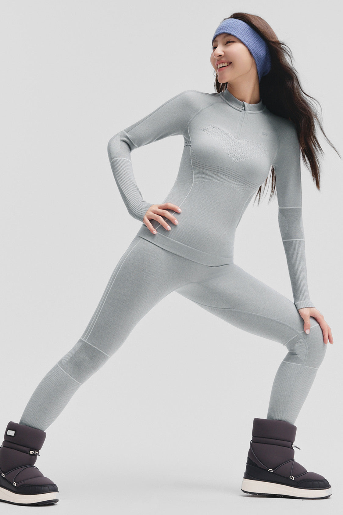 beneunder cozyset womens extra warmth outdoor performance base layer set #color_gray