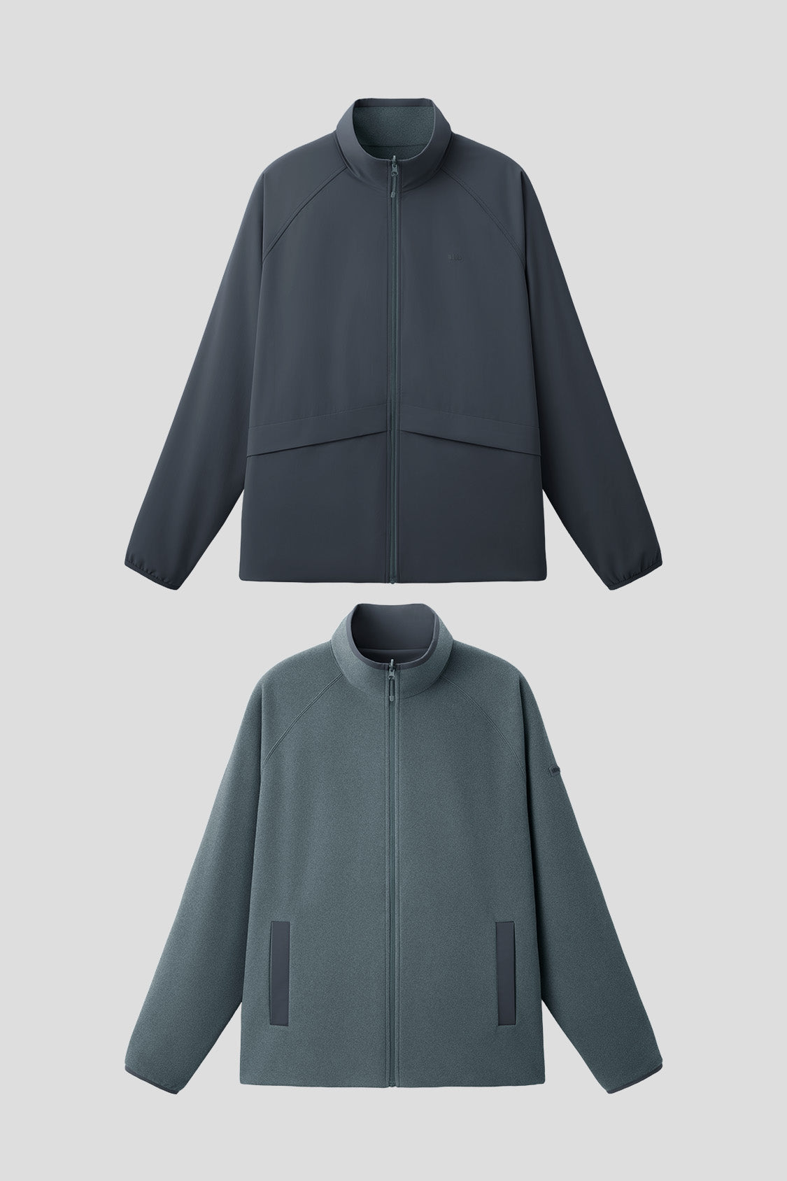 beneunder flipheat mens light warmth reversible fleece jacket #color_gray