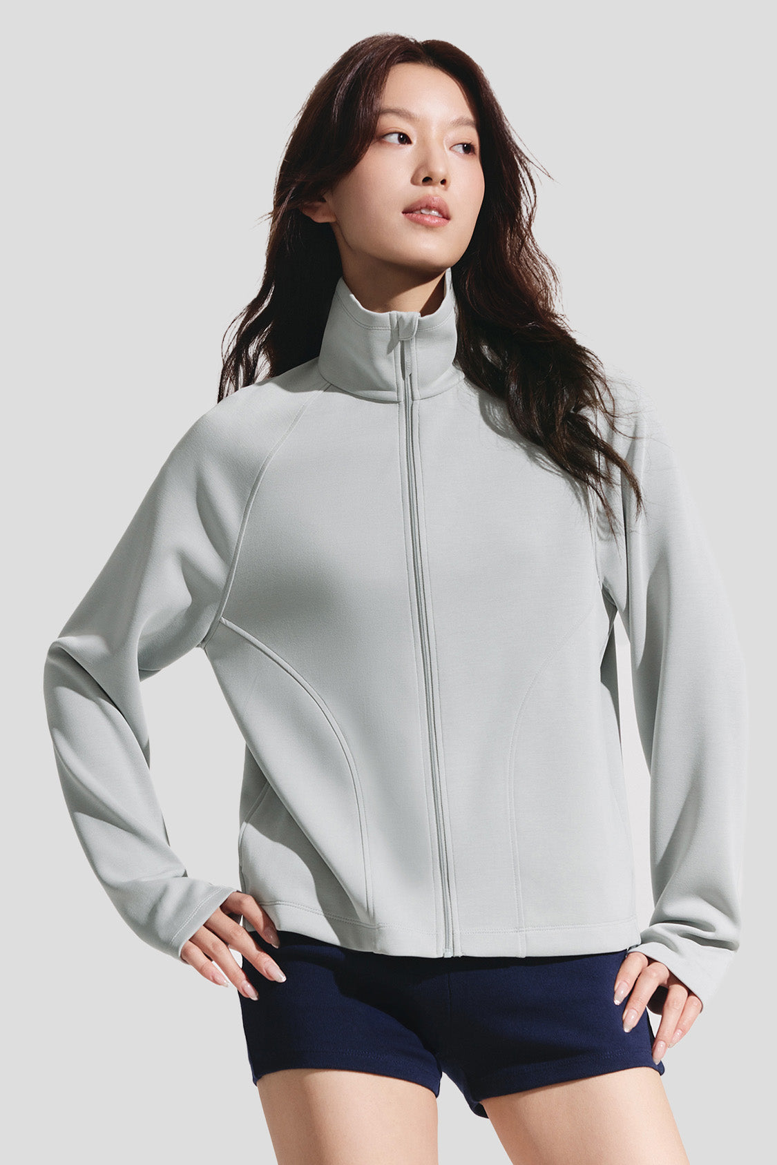 beneunder breezeshield womens high collar windproof sun jacket upf50#color_gray