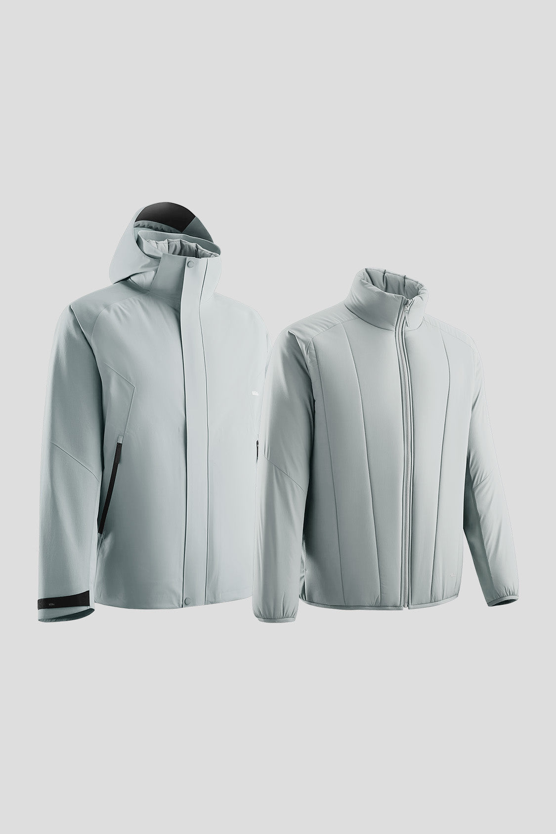 beneunder trailguard – men’s stretch insulated shell jacket (removable hood, warm liner) #color_gray