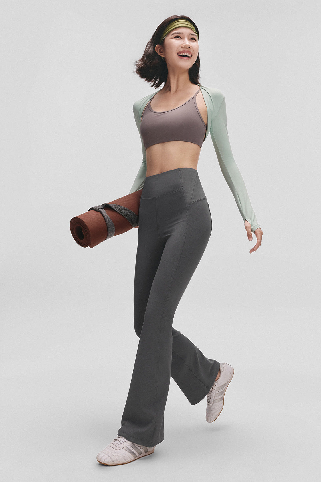 beneunder flexflare womens high stretch mini flare pants #color_gray