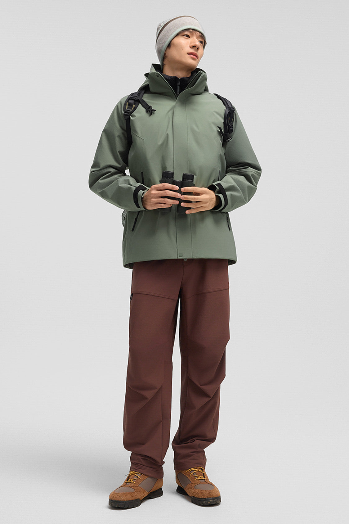 beneunder trailguard – men’s stretch insulated shell jacket (removable hood, warm liner) #color_green