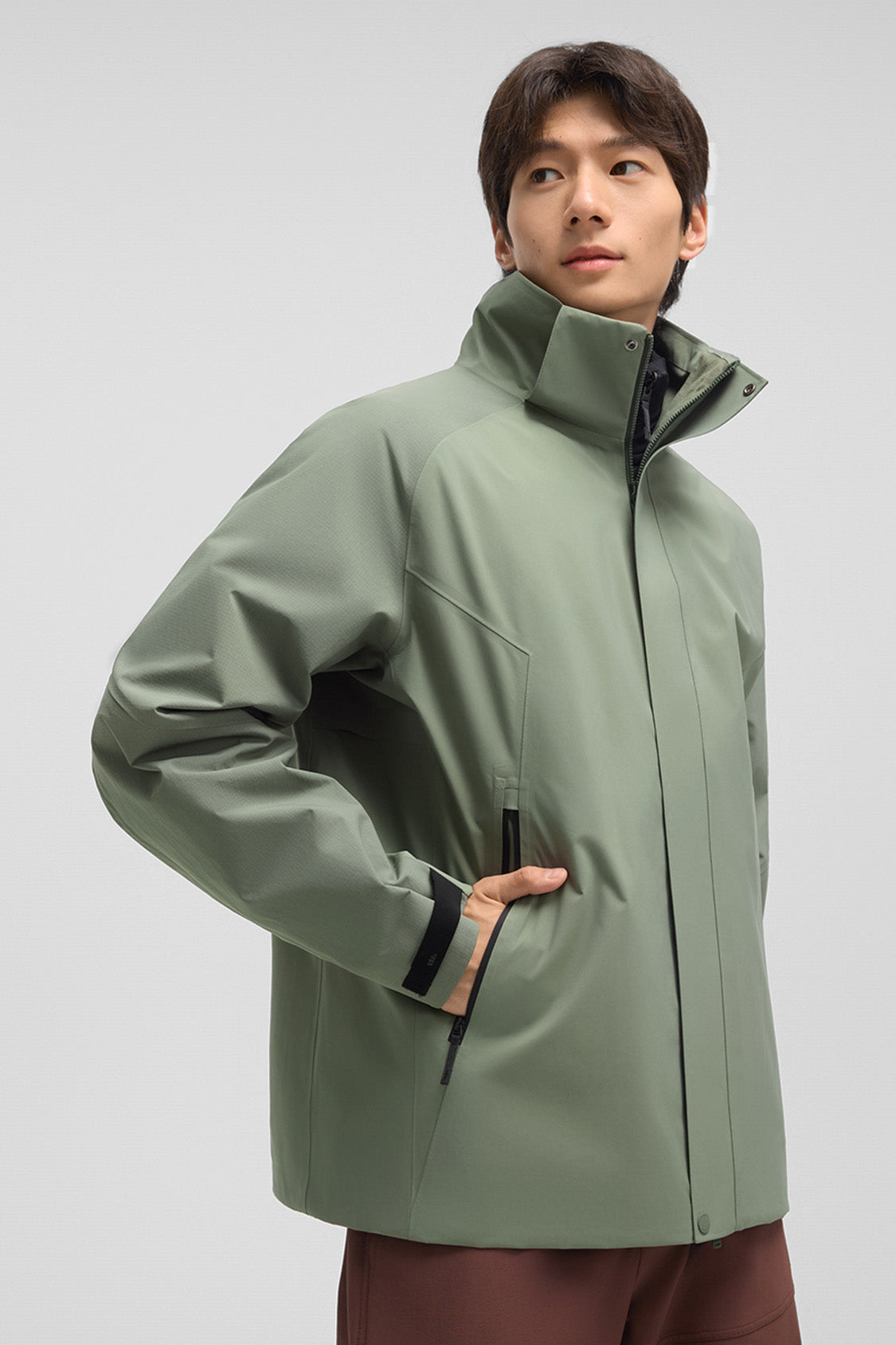 beneunder trailguard – men’s stretch insulated shell jacket (removable hood, warm liner) #color_green