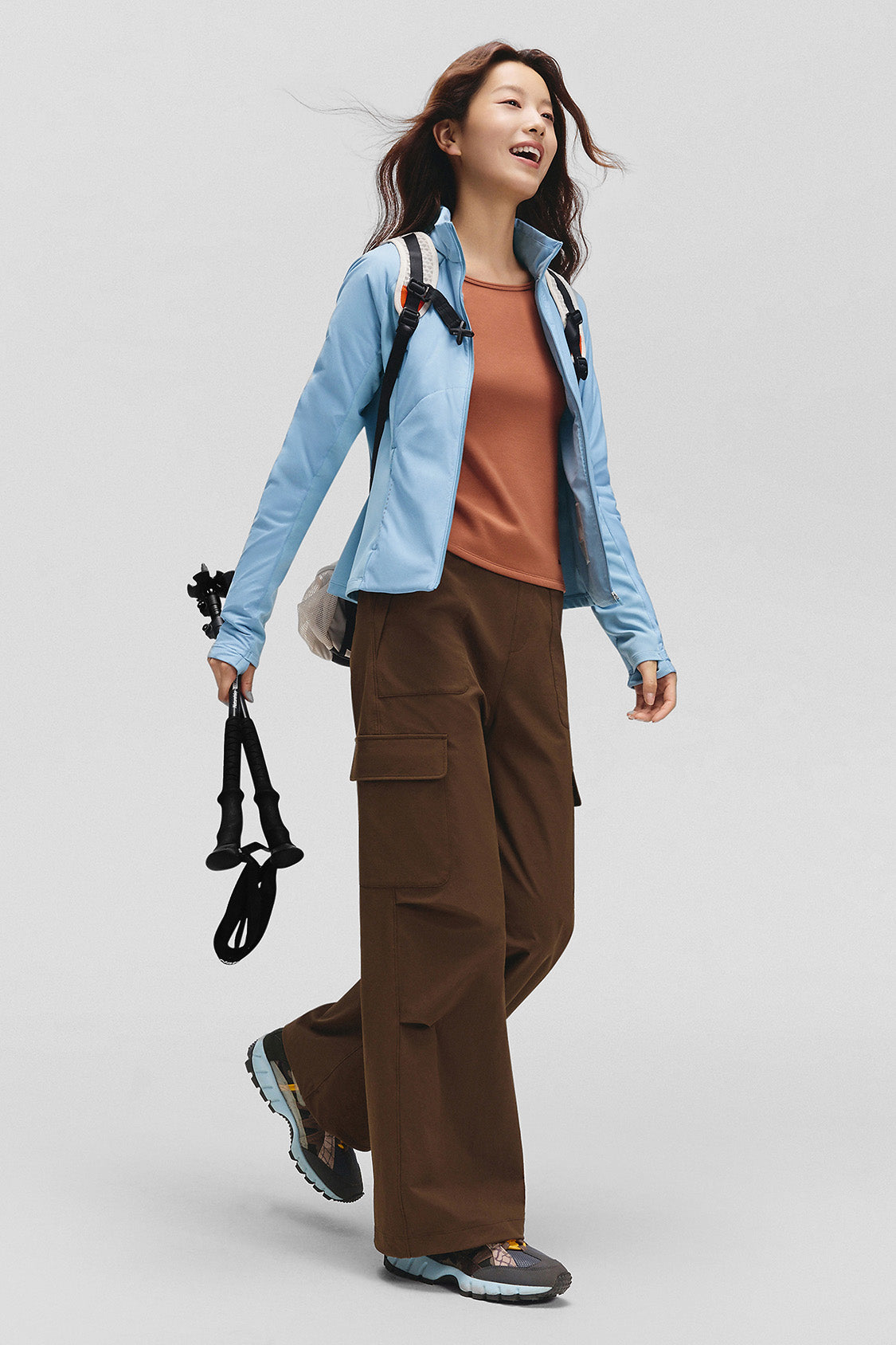 beneunder hoodmotion womens medium warmth hooded stretch fleece jacket #color_light blue