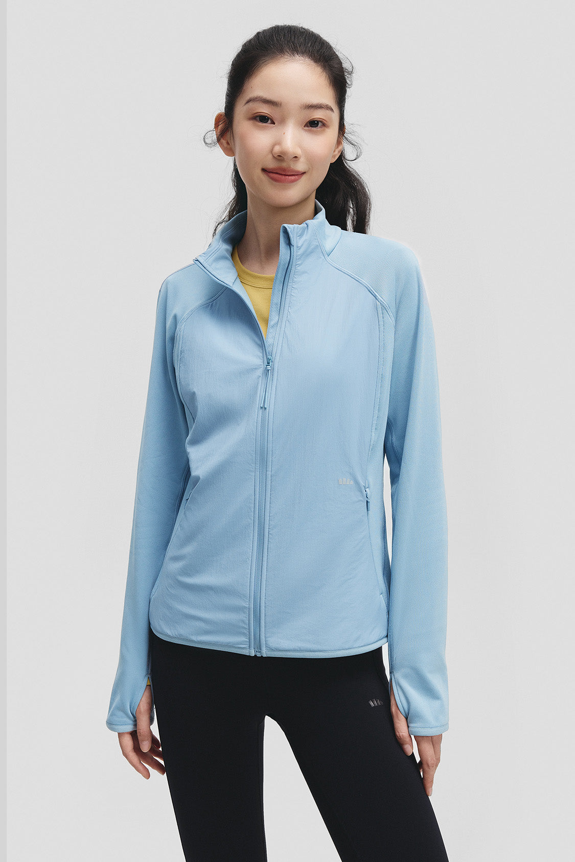 beneunder microwind womens light warmth windproof micro fleece jacket#color_light blue