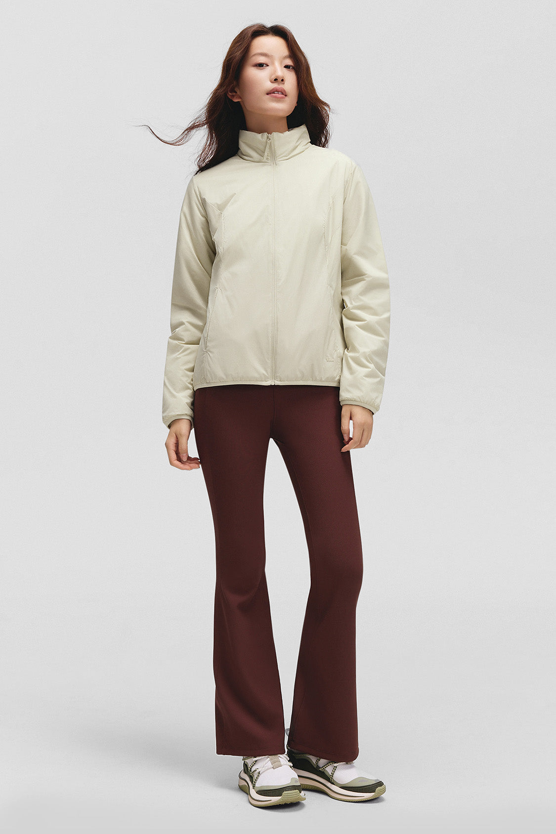 beneunder peakstand womens medium warmth stand collar fleece jacket #color_light brown