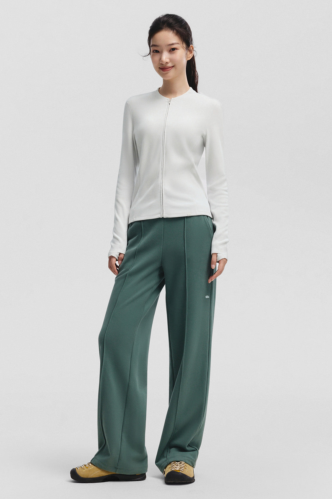 beneunder twintrail womens medium warmth double zip fleece base layer #color_light gray