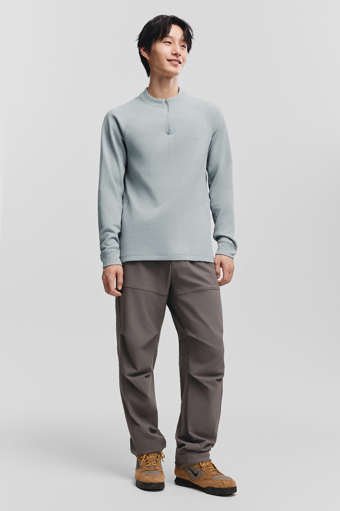 beneunder wickcore mens stand collar wicking base layer #color_light gray