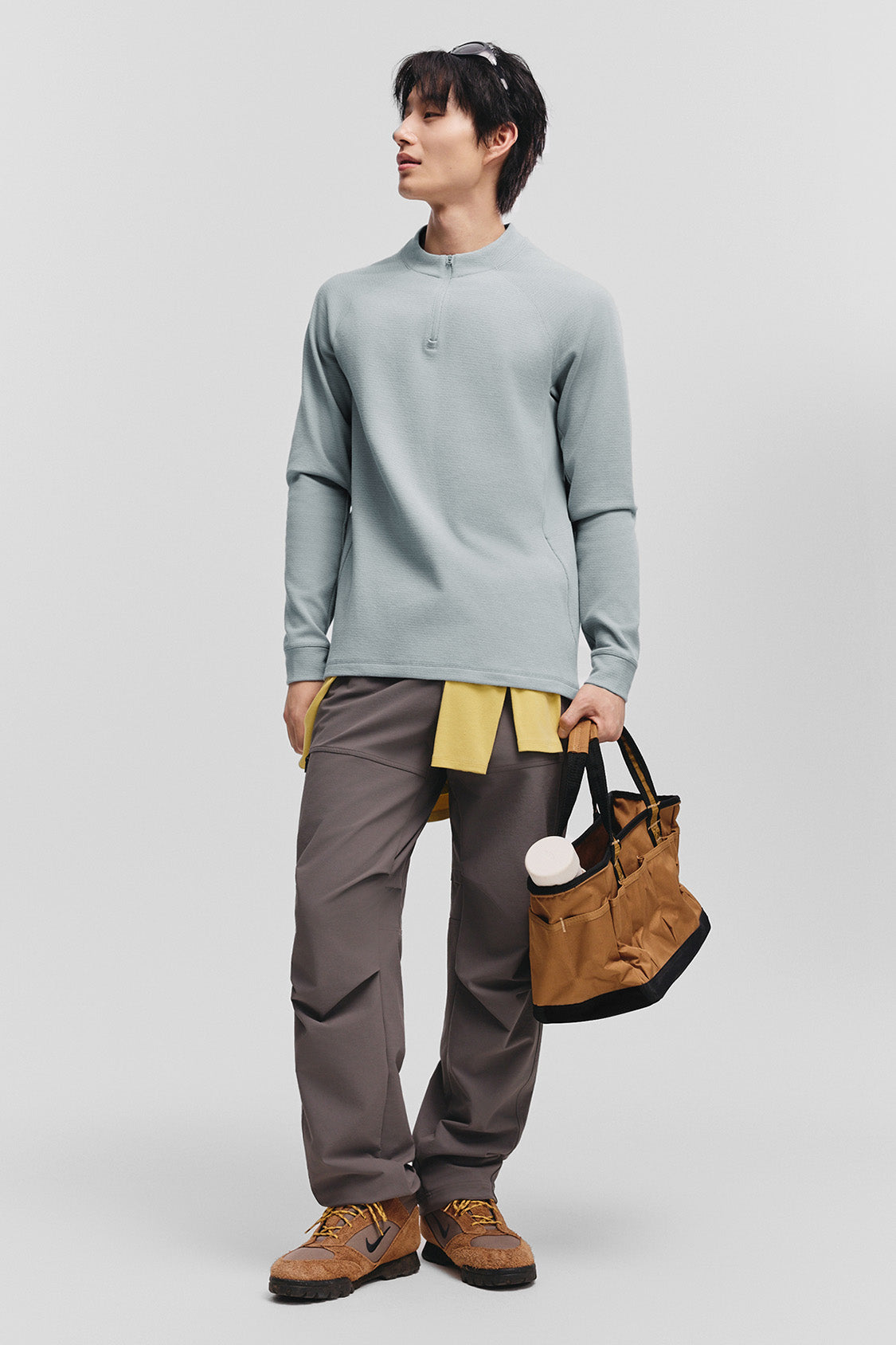 beneunder wickcore mens stand collar wicking base layer #color_light gray