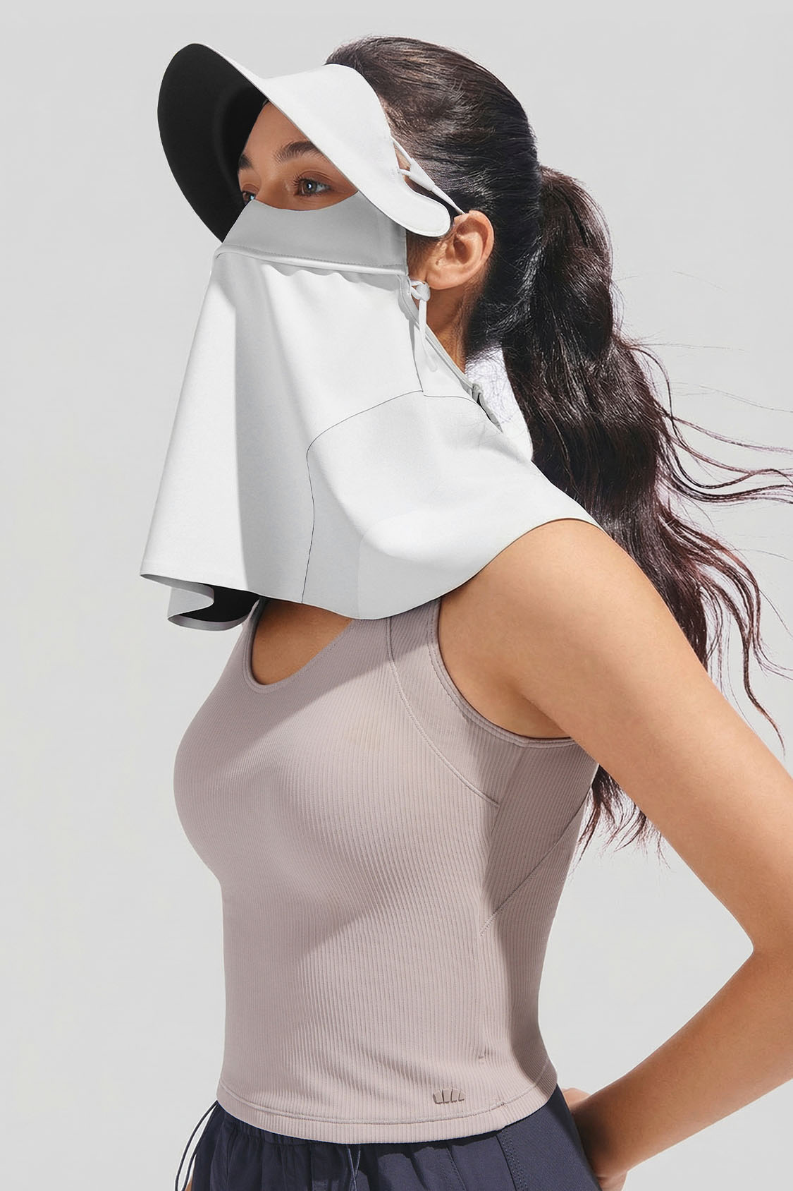 Cubierta facial femenina con cuello y ala para protección solar UPF 2000+ MP356