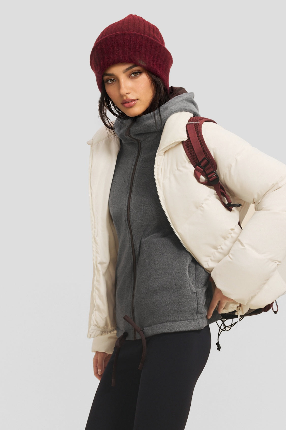 Veste réversible à capuche pour femme en polaire micro (chaleur moyenne) PM030