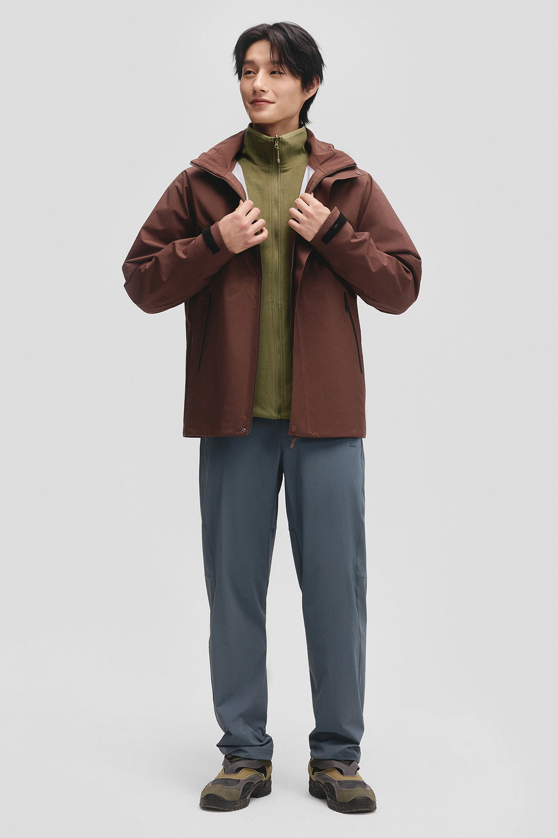 beneunder flipheat mens light warmth reversible fleece jacket #color_olive