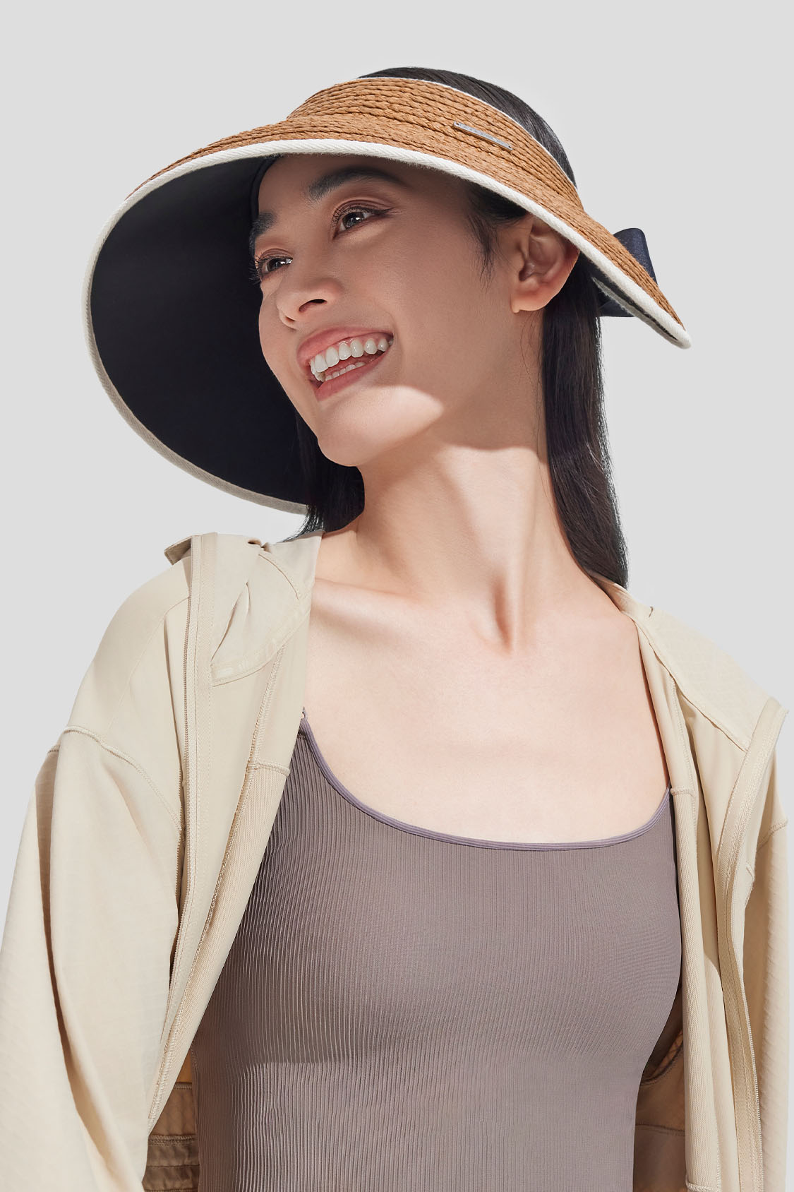 beneunder women's sunshield straw hat #color_orange brown raffia
