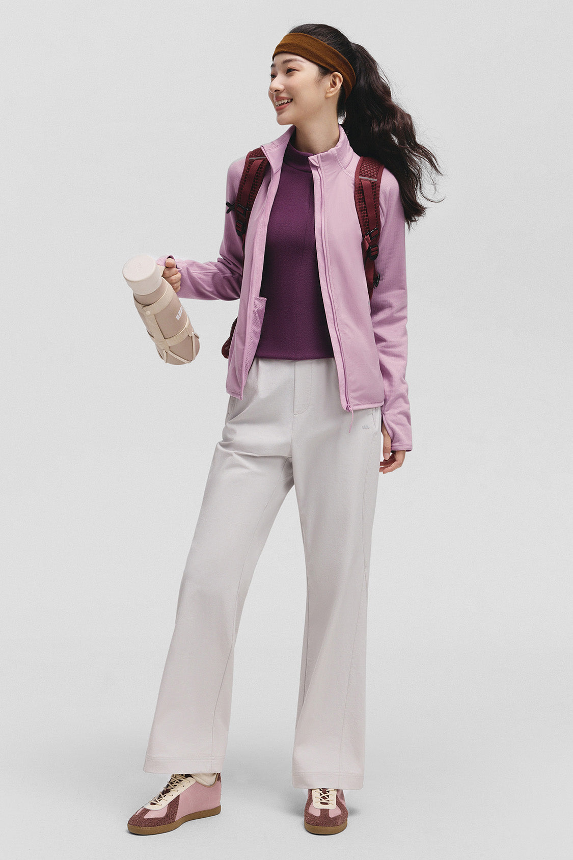 beneunder windhaven womens medium warmth windproof fleece jacket #color_pink