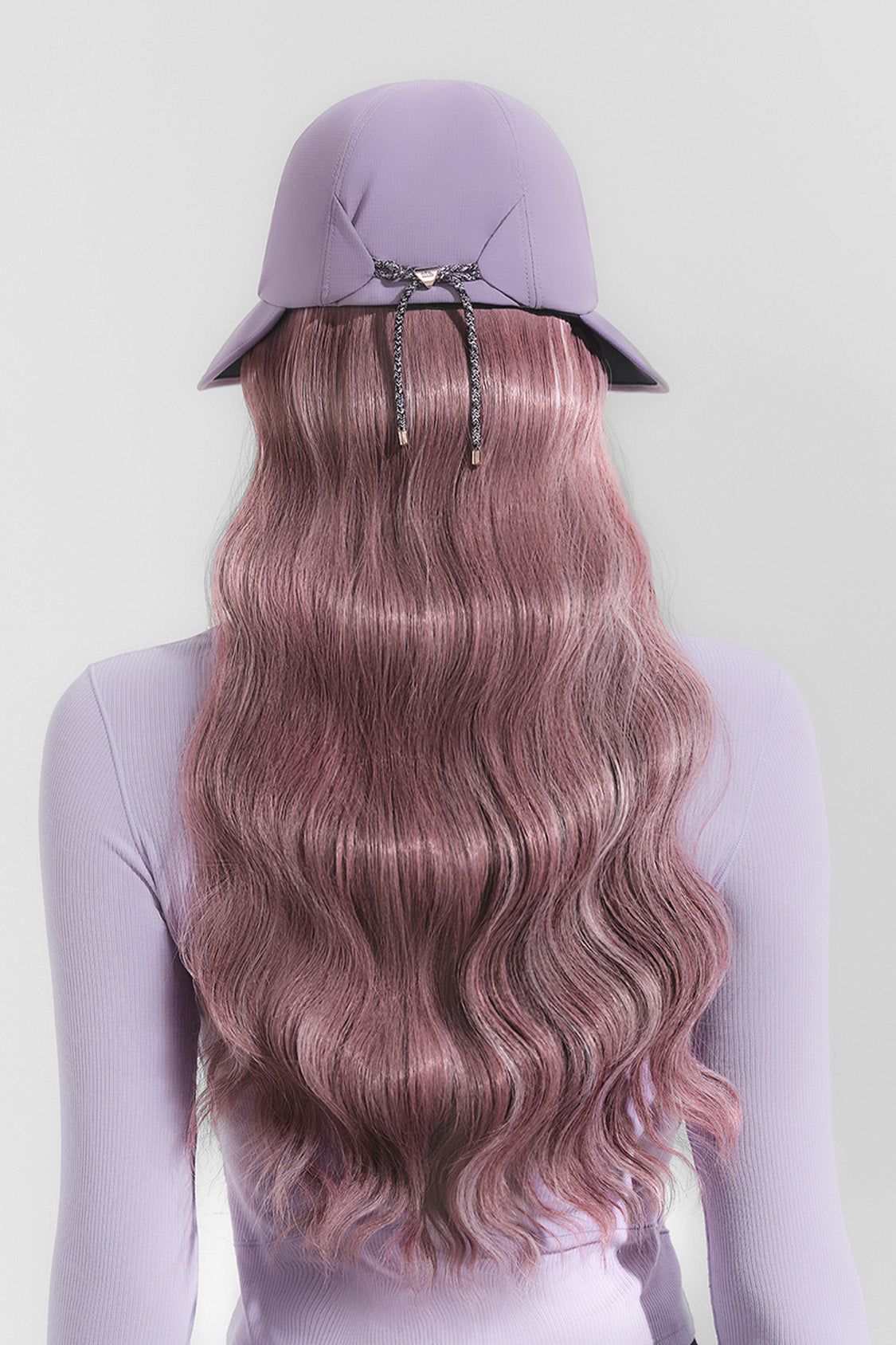 women's puffi-hair sun shield cap with 3d ventilation dome #color_puprle cap with lilac pop water waves